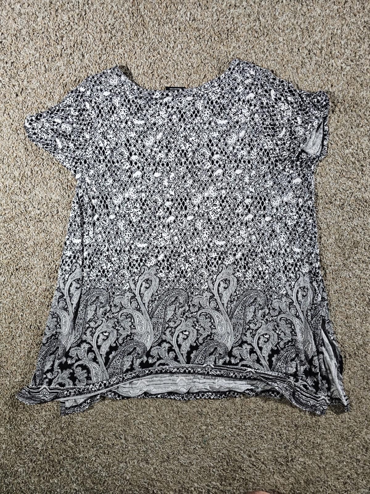 Jones New York Jones Co New York Blouse Black White Paisley Floral Stretch Size M / US 6-8 / IT 42-44 - 4 Thumbnail