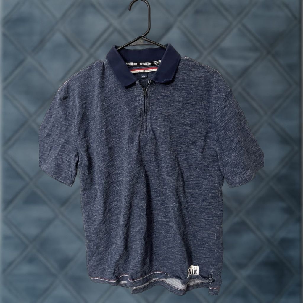 Tommy Hilfiger Vintage Tommy Hilfiger Denim 1/4 zip Short Sleeve Polo Shirt Blue Size M Size US M / EU 48-50 / 2 - 1 Thumbnail