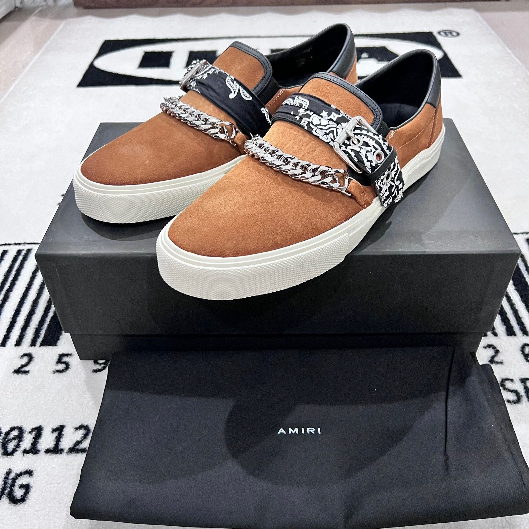 Amiri Amiri Bandana Buckle Chain Cognac Suede Leather Slip On Size US 9 / EU 42 - 1 Thumbnail