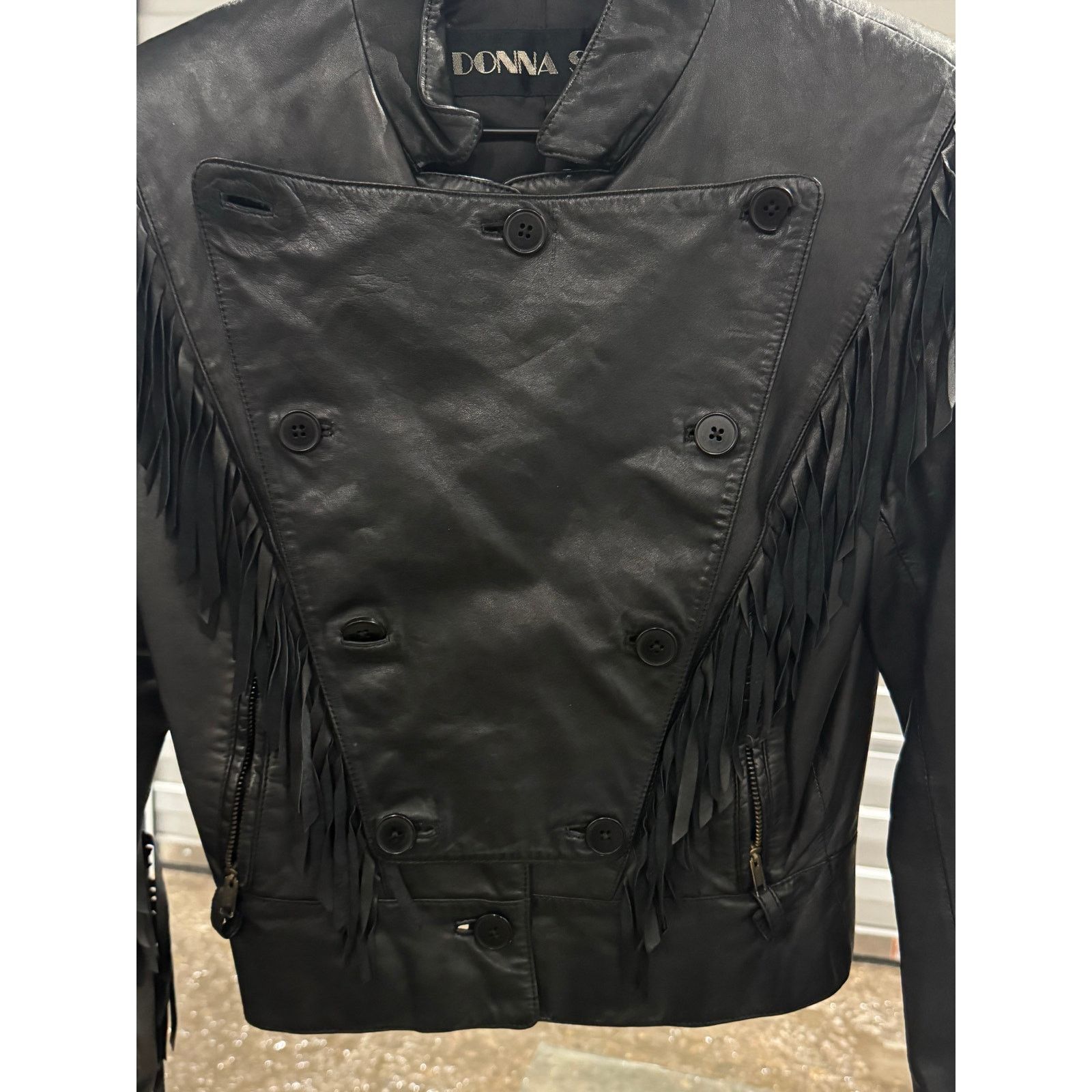 Vintage vtg 90s donna sacs leather jacket Size S / US 4 / IT 40 - 9 Thumbnail