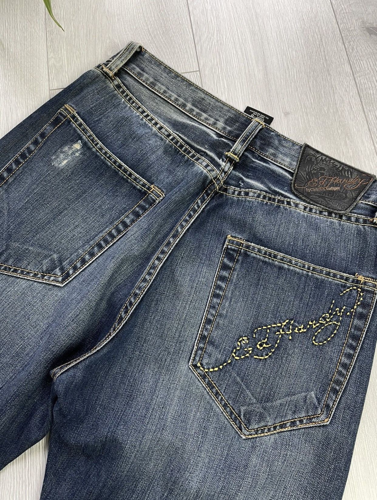 Christian Audigier × Ed Hardy × Vintage Ed Hardy Vintage Classical Distressed Style Jeans Size US 30 / EU 46 - 6 Thumbnail