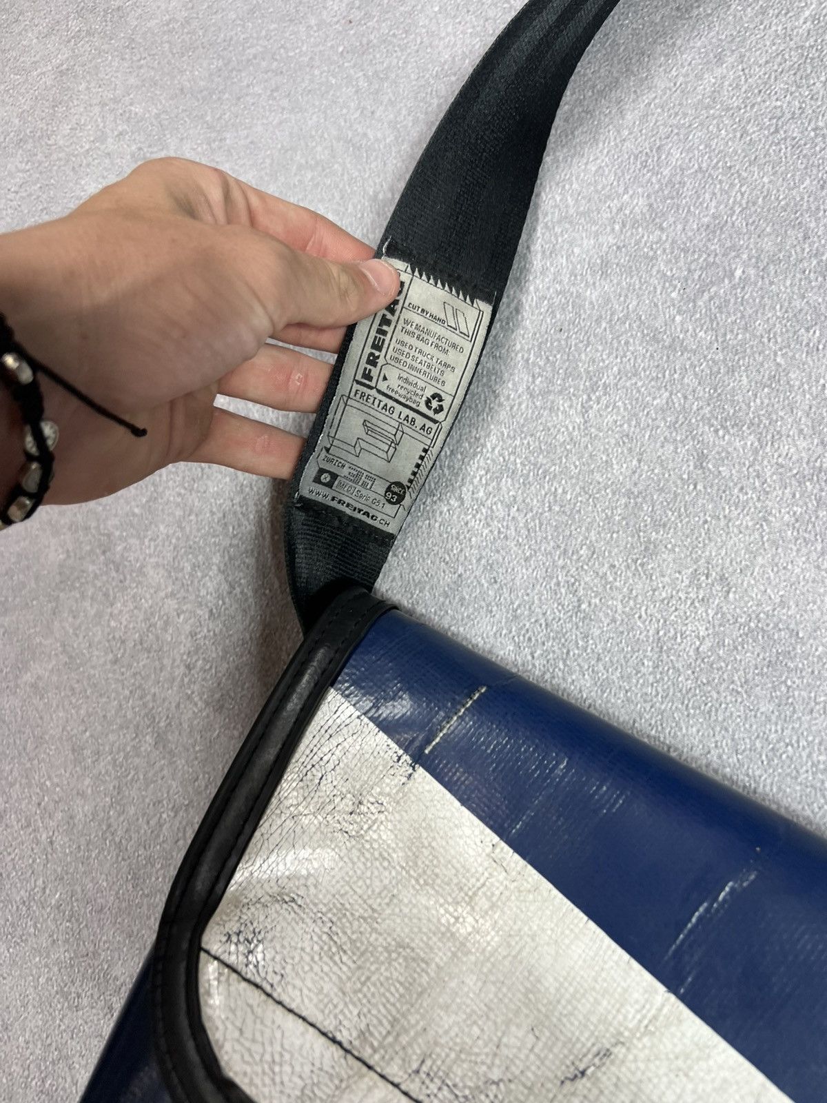 Freitag 💙🤍Freitag Recycled Blue Crossbody Bag Minimal Urban Style Size ONE SIZE - 5 Thumbnail