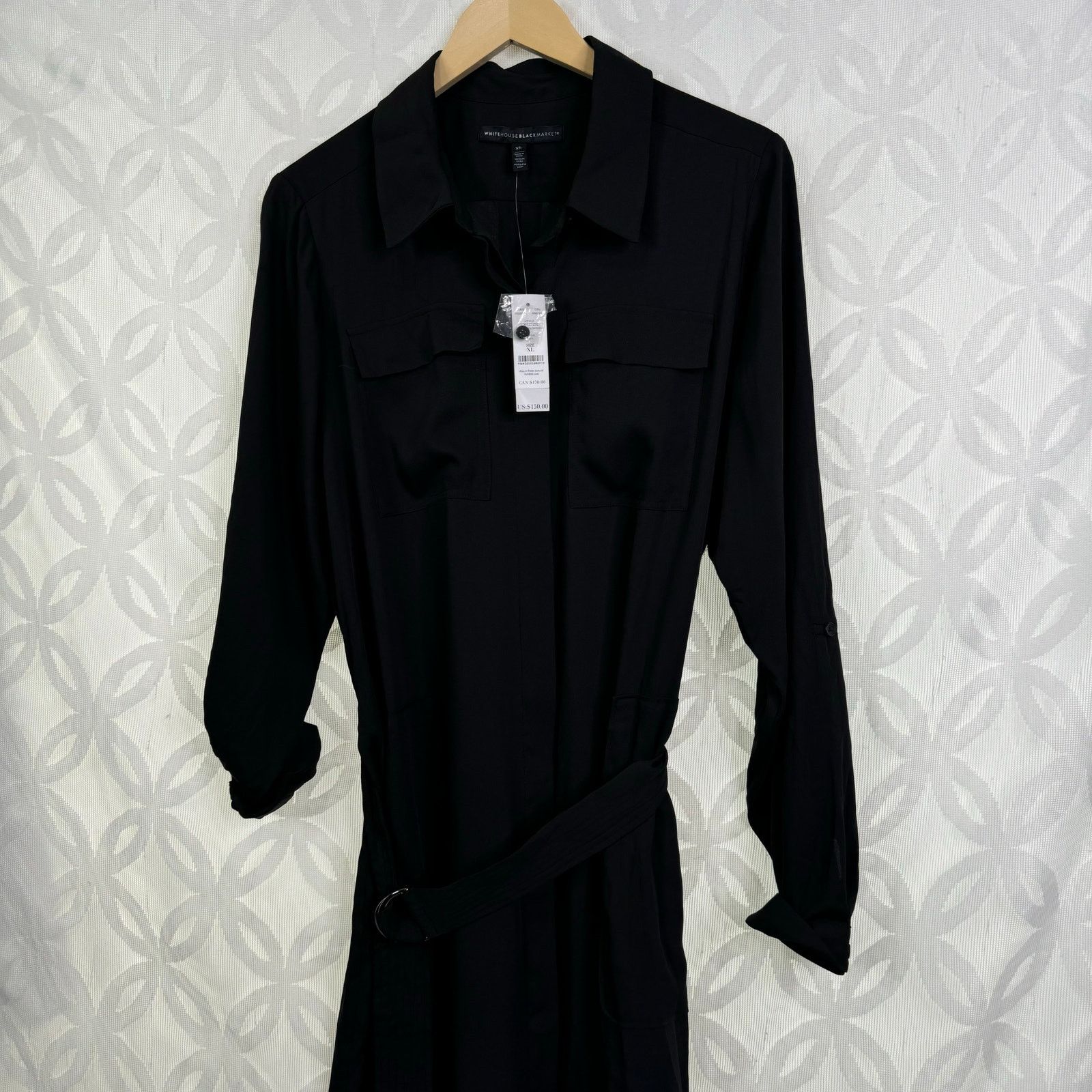 White House Black Market WHBM Black Soft Utility Long Sleeves Shirt Dress  NWT $150 | Grailed