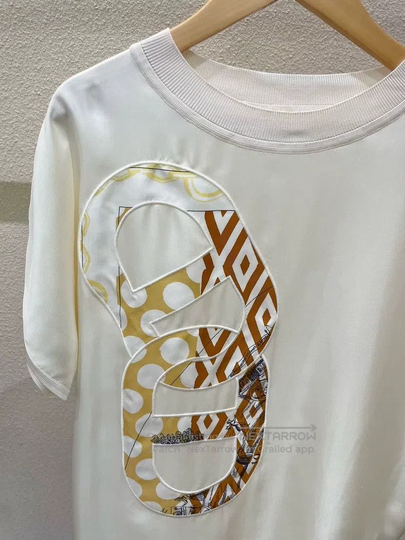 Hermes Hermes Pig Nose Embroidered Silk Chiffon Short Sleeve Size XS / US 0-2 / IT 36-38 - 3 Thumbnail