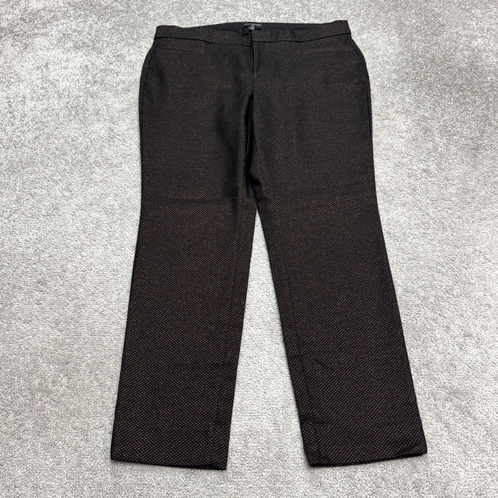 Banana Republic Banana Republic Sloan Slim Ankle Dress Pants Womens 14 Brown Textured Cotton Blend Flat Front Zip Hook & Eye N/A 10s? Size 36" / US 14 / IT 50 - 2 Thumbnail