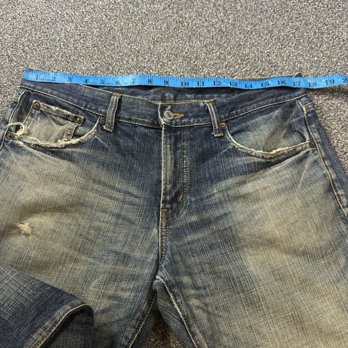 Japanese Brand 🇯🇵 Vintage 90s Japanese Bobson Destroyed Crack Wash denim Size US 35 - 14 Thumbnail