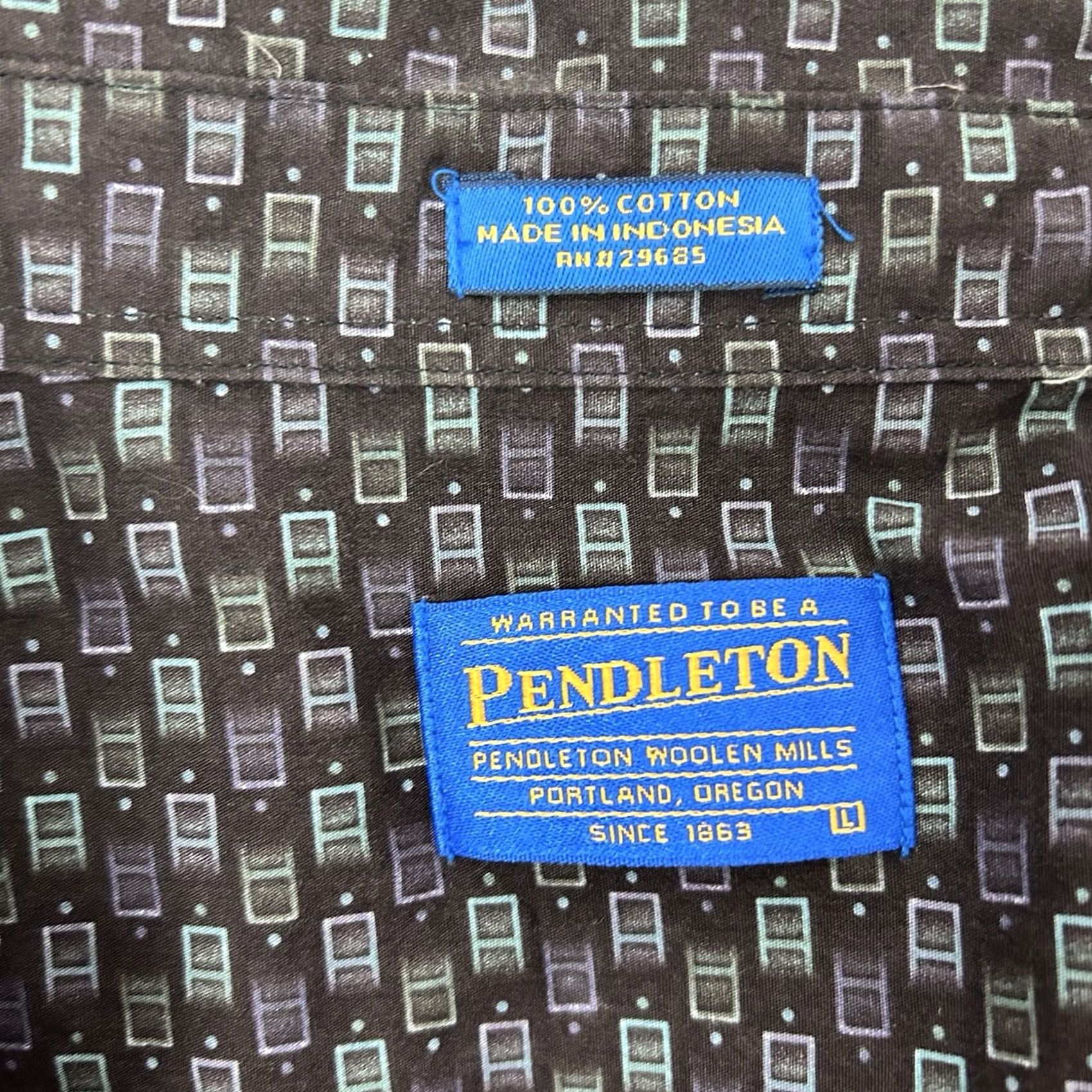 Pendleton Pendleton Geometric All Over Print Button Up Shirt Short Sleeve Men's Large Multicolor Size US L / EU 52-54 / 3 - 4 Thumbnail