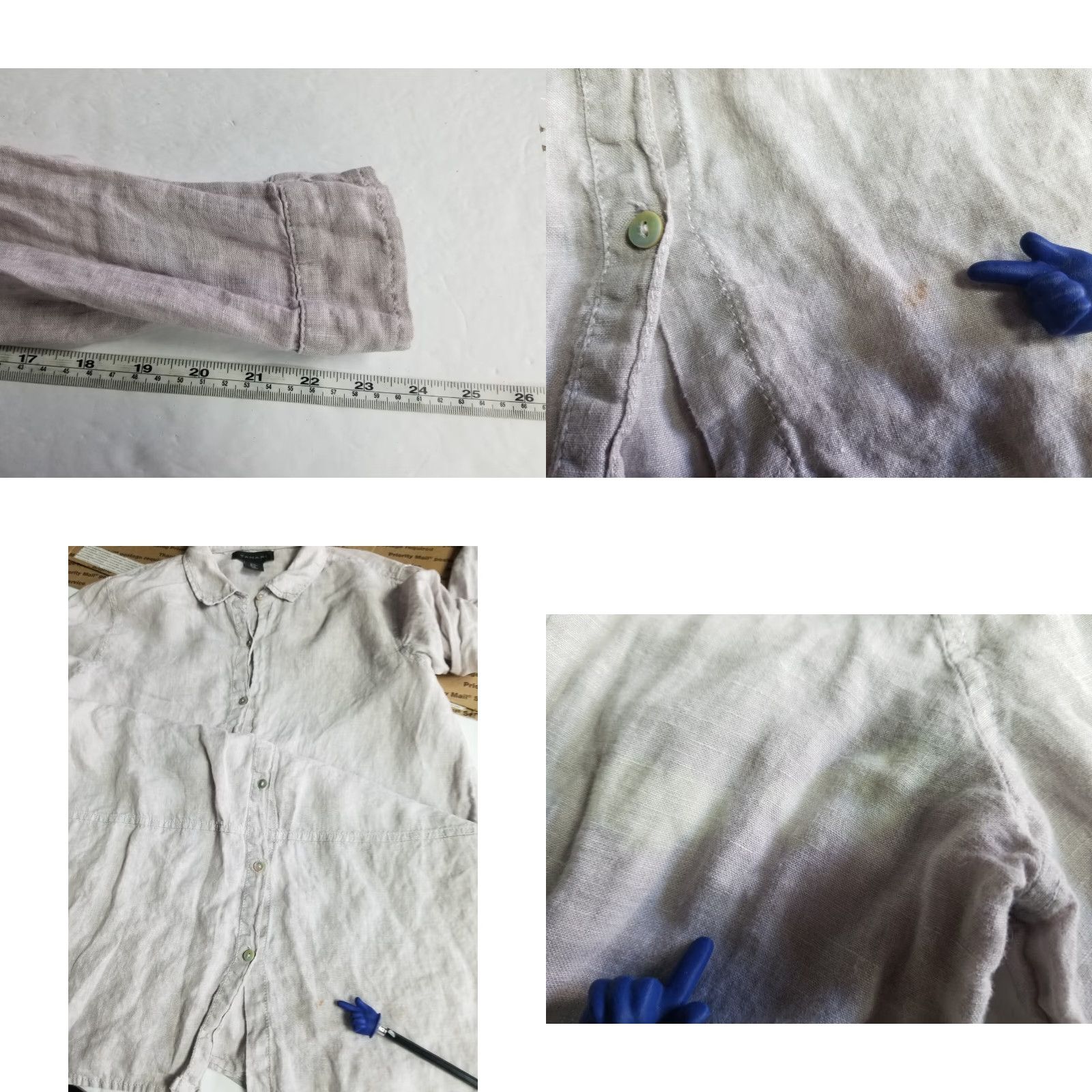 Vintage Tahari Shirt Button-Up Tahari Women Button Down Long Sleeve 100% Linen Gray Medium M Casual Tunic Vintage No N/A Size M / US 6-8 / IT 42-44 - 8 Thumbnail