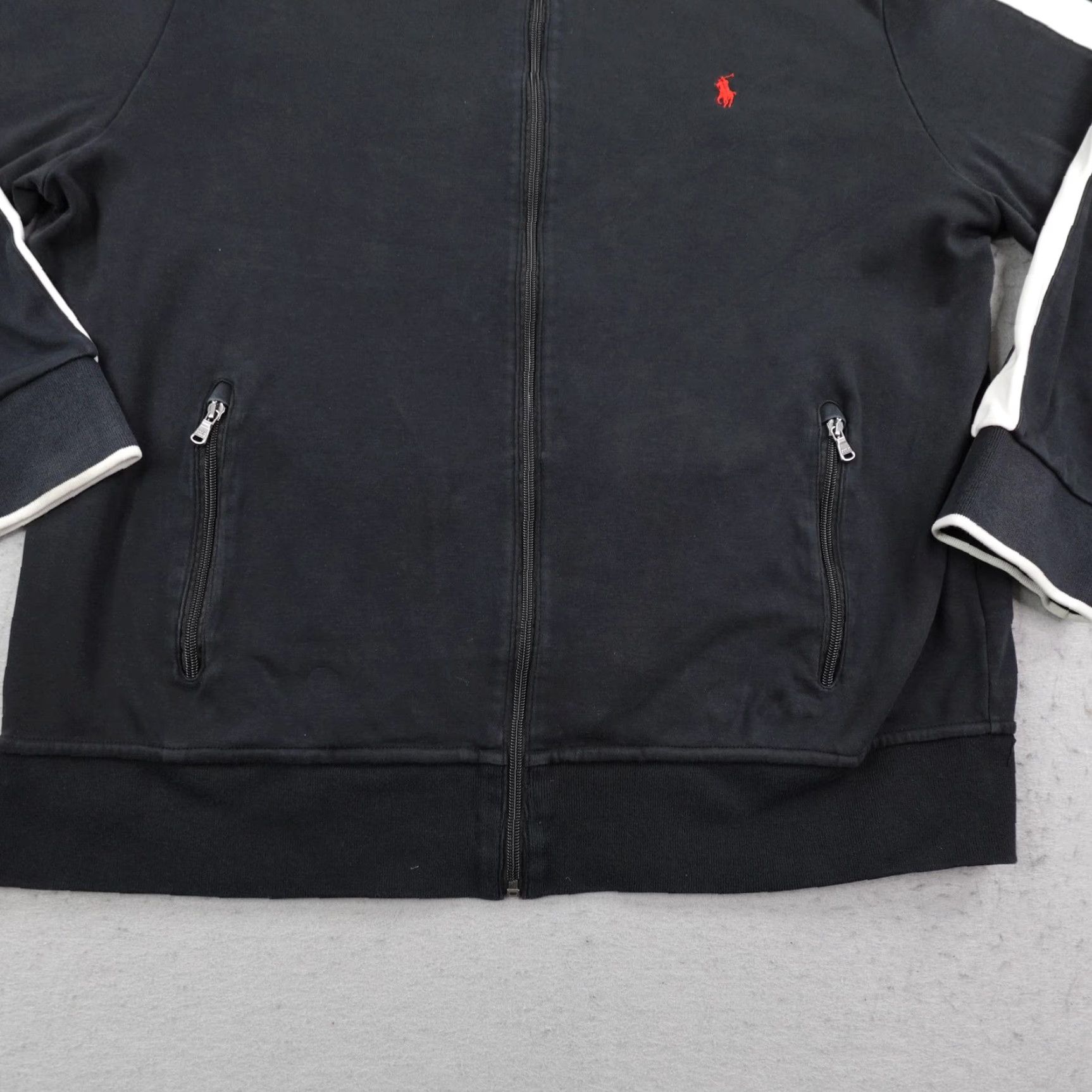 Polo Ralph Lauren Polo Ralph Lauren Jacket Mens 2XL Black White Track Coat Full Zip Red Pony Logo Size US XXL / EU 58 / 5 - 4 Thumbnail