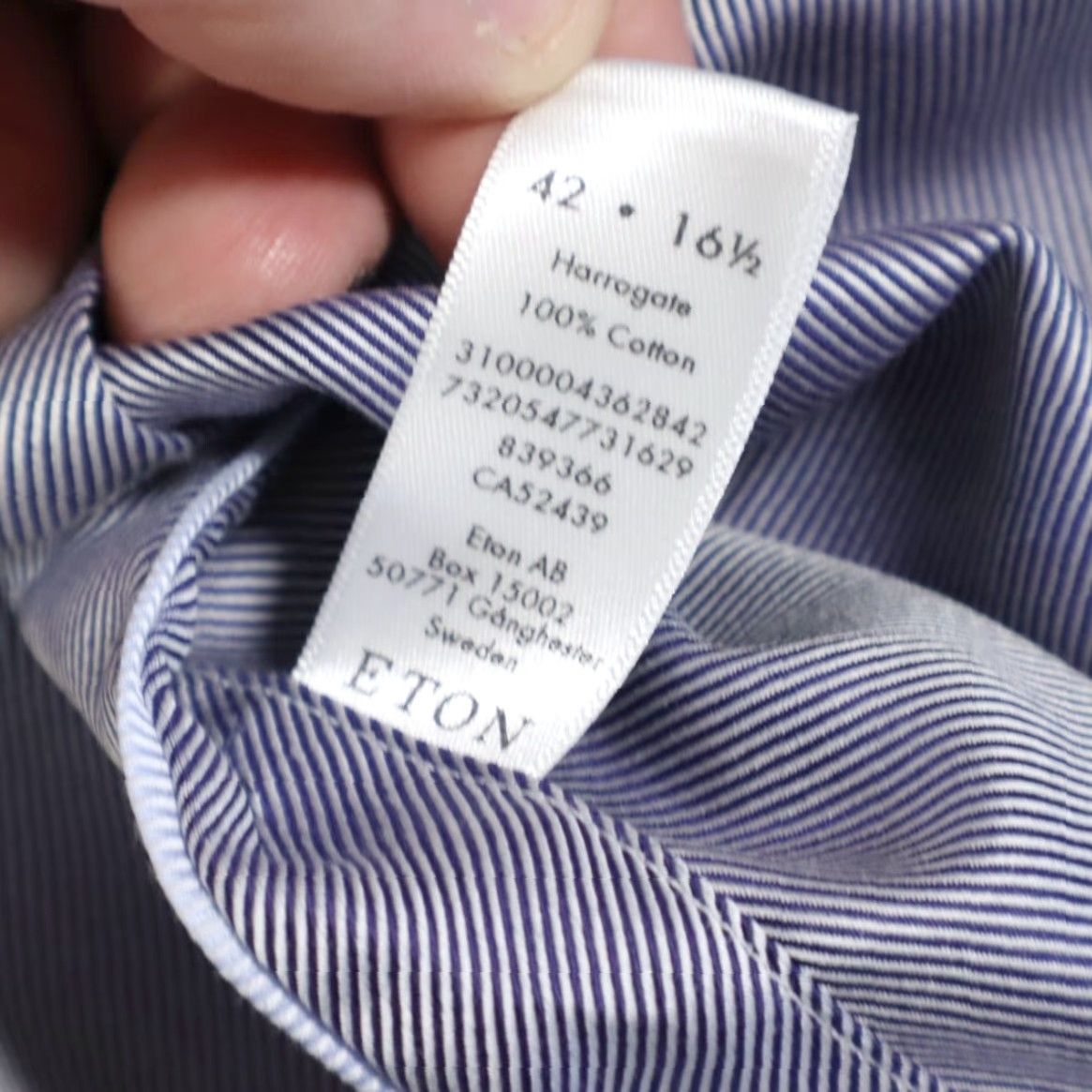 Eton Eton Contemporary Harrogate Dress Navy Striped Long Sleeve Button Up Shirt Men 42 Size 42R - 7 Thumbnail