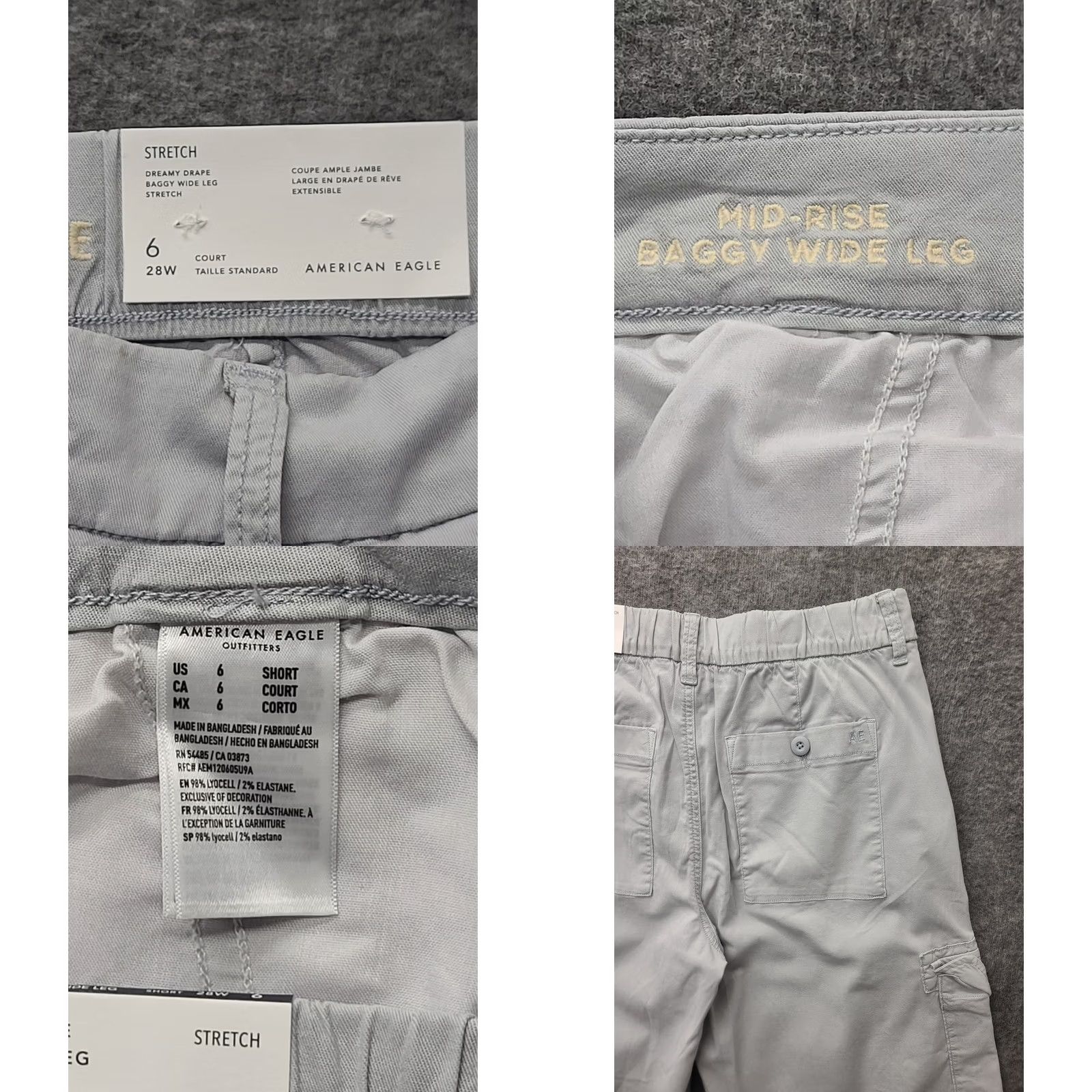 American Eagle Outfitters VINTAGE American Eagle Pants Womens 6x29 Dreamy Drape Baggy Wide Leg Mid Rise Stretch Gray Lyocell Spandex Twill Cargo 90s Womens Size 28" / US 6 / IT 42 - 8 Thumbnail