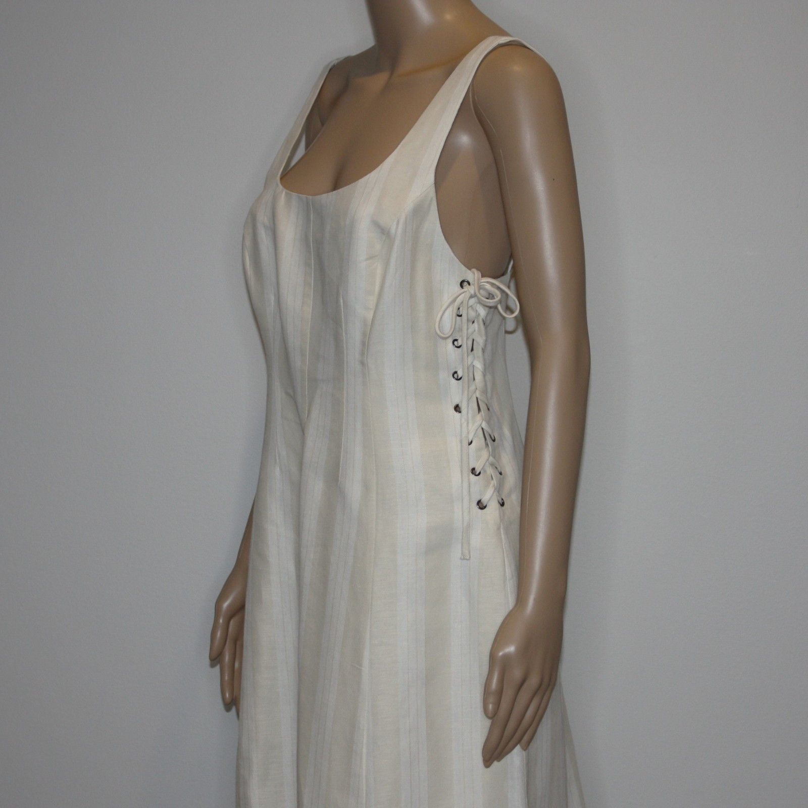 ASTR The Label Elena Beige Striped Lace-up Midi Dress size L $148 NWOT Size L / US 10 / IT 46 - 7 Thumbnail