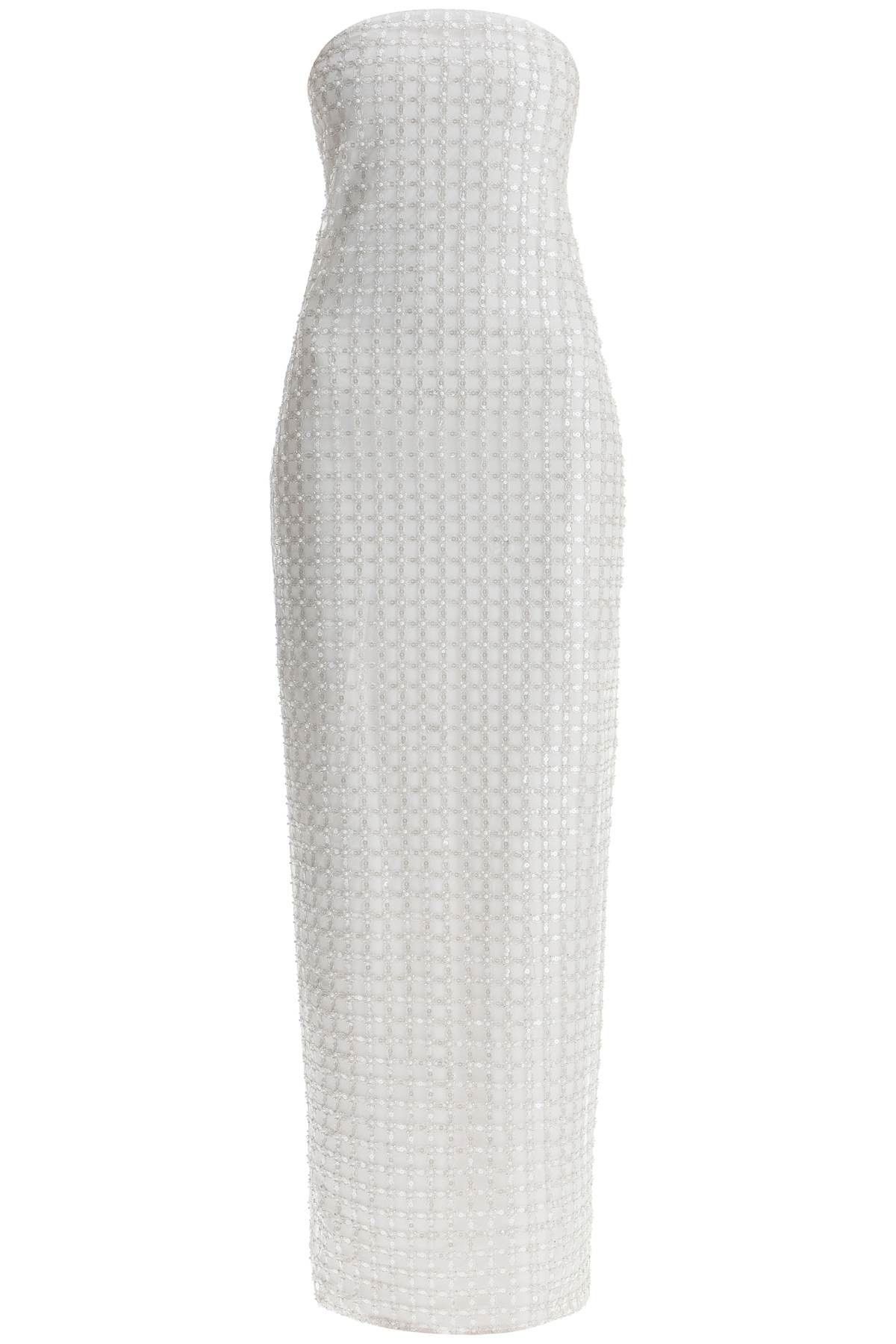 ROTATE ROTATE Long White Cotton Bodycon Dress With Beads Strapless Size XS / US 0-2 / IT 36-38 - 1 Thumbnail
