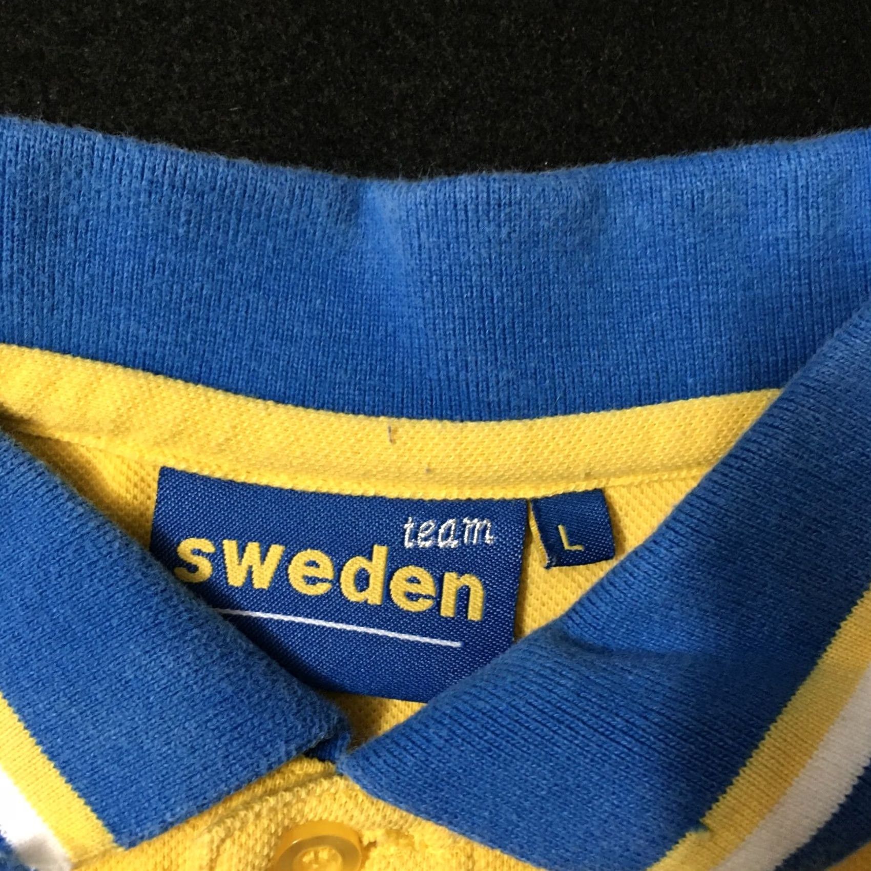 Vintage National Team SWEDEN POLO SHIRT Large - Yellow & Blue Flag Design Shirt Men L BLUE YELLOW Sweden Flag 90s Theme Mens Size US L / EU 52-54 / 3 - 2 Thumbnail