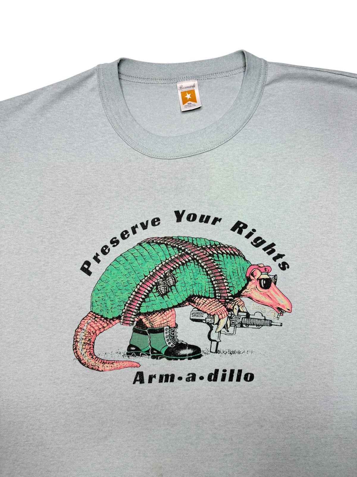 Vintage Vintage Faded Mint Green 80's Armadillo Gun Political Shirt Size US XXL / EU 58 / 5 - 4 Thumbnail