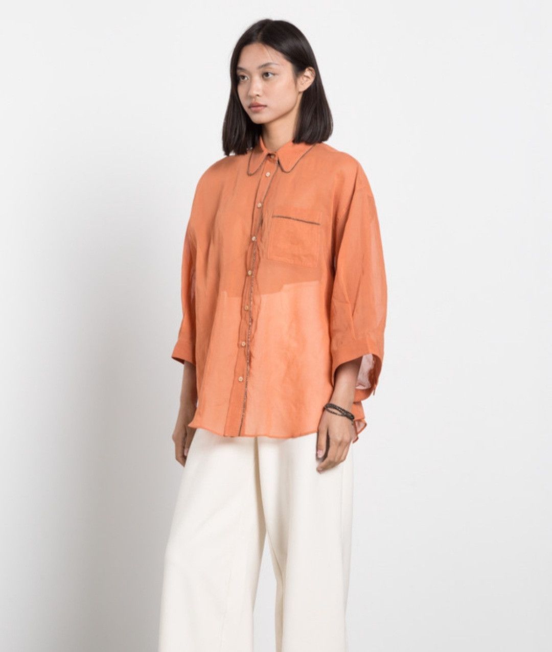 Brunello Cucinelli Brunello Cucinelli - Monili embellished cotton shirt perfect Size XL / US 12-14 / IT 48-50 - 1 Thumbnail