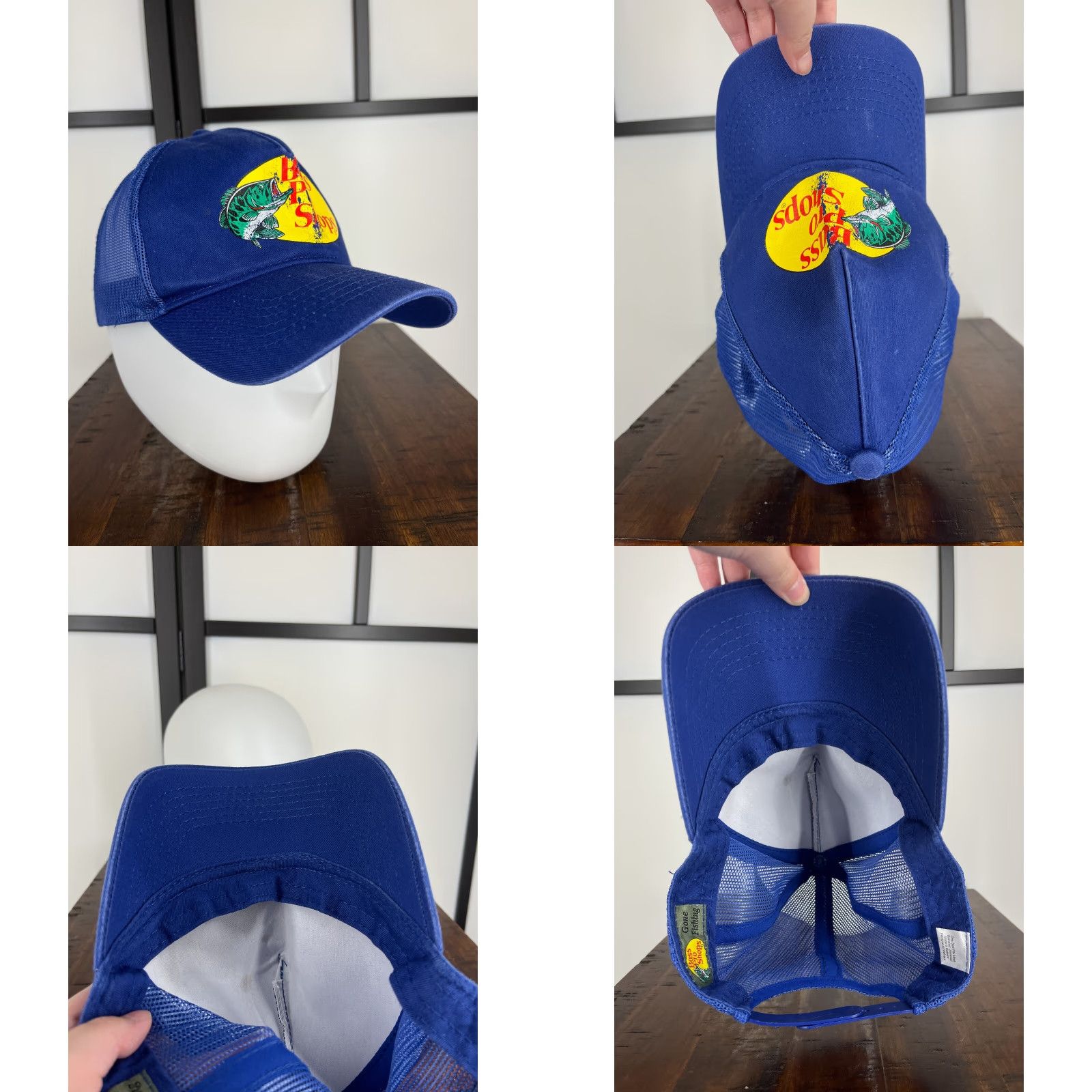 Bass Pro Shops BASS PRO SHOPS Trucker Hat Adjustable Adult One Size Blue Cotton Twill Fish Camp Mens Size ONE SIZE - 8 Thumbnail