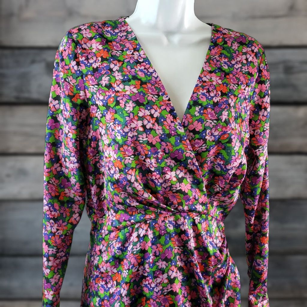 Zara Zara Womens Mini Dress Purple Floral Long Sleeve V-Neck Size Small Sz S Size S / US 4 / IT 40 - 1 Thumbnail