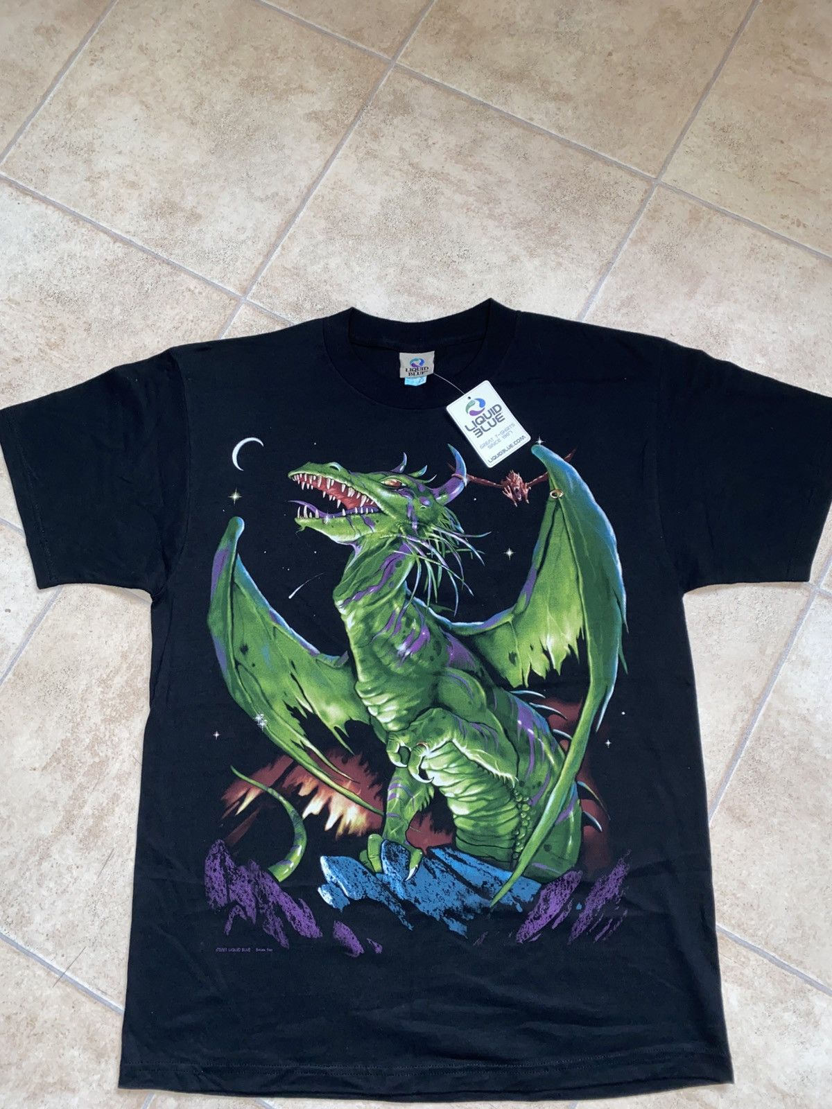 Japanese Brand × Liquid Blue × Vintage Liquid Blue Rare 90s tee Green Dragon 2side Print Size US L / EU 52-54 / 3 - 7 Thumbnail