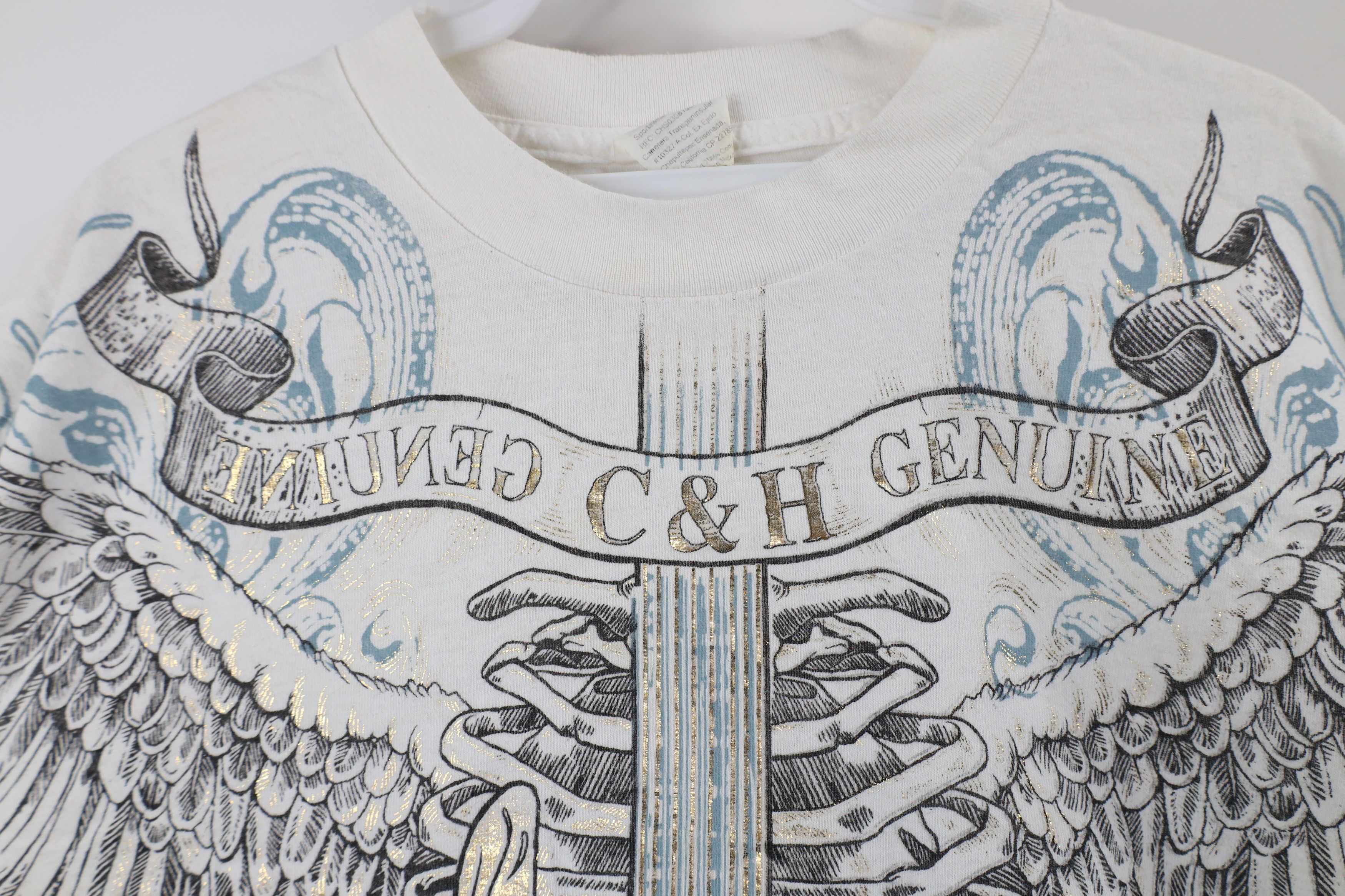 Vintage Vintage Y2K Streetwear Tribal Guitar Skull MMA T-Shirt Size US L / EU 52-54 / 3 - 5 Thumbnail