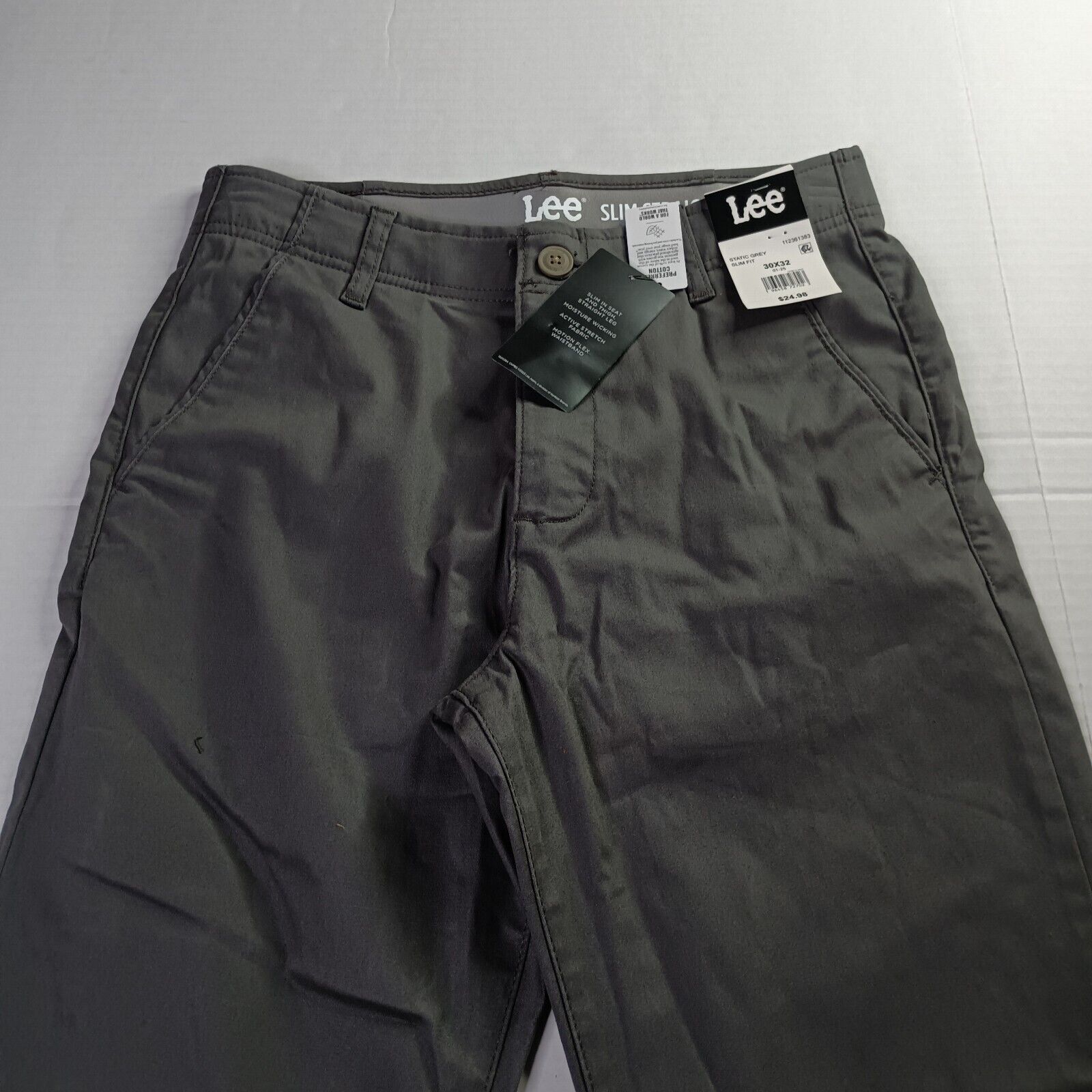 Lee Lee Chino Motion Flex Waistband Pants Men's 30x32 Gray Slim Size US 30 / EU 46 - 4 Thumbnail