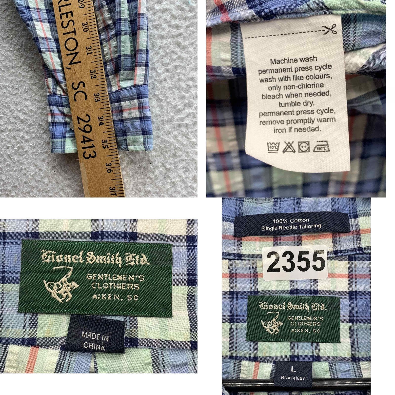 Vintage VINTAGE Samuel Smith Shirt Mens L Plaid Preppy Aiken SC Tailor Size US L / EU 52-54 / 3 - 9 Thumbnail