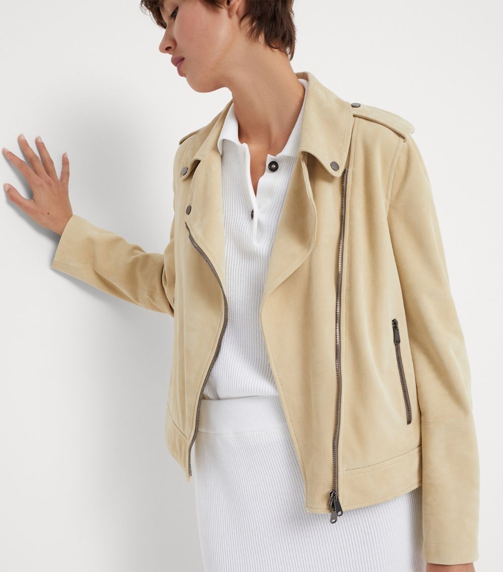 Brunello Cucinelli o1la1rc1a0425 Leather Jacket in Beige Size M / US 6-8 / IT 42-44 - 6 Thumbnail