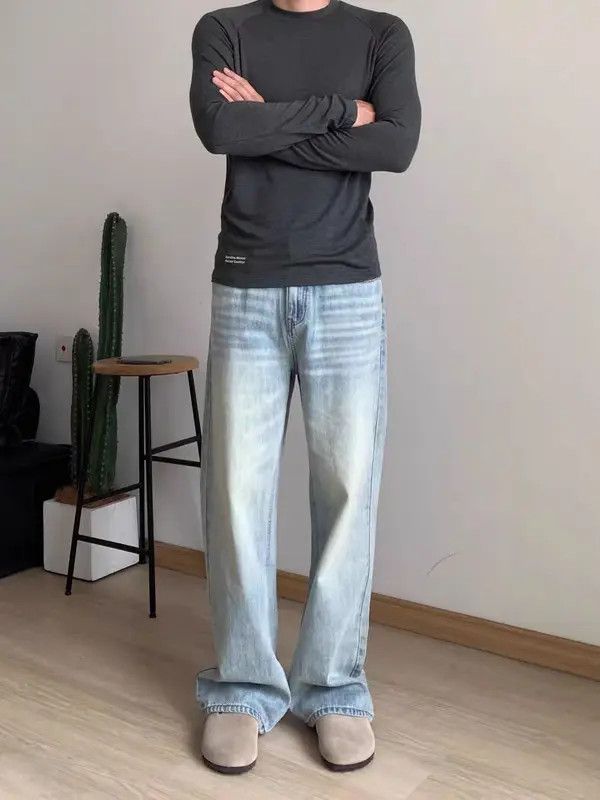 Japanese Brand Vintage Street Washed and Aged Casual Light Blue Jeans Size US 30 / EU 46 - 1 Thumbnail