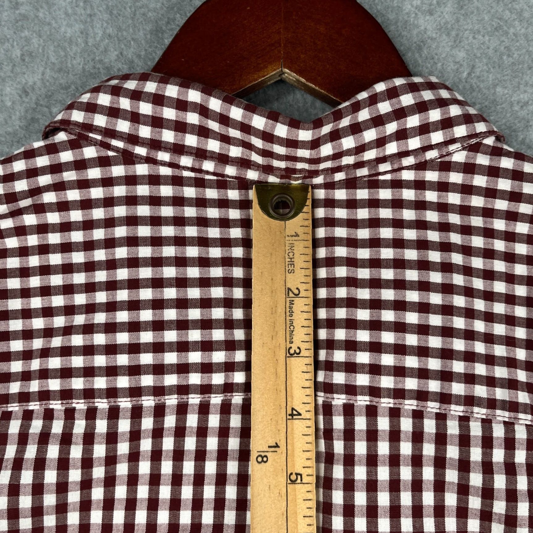 Vintage Columbia Shirt Large Burgundy Gingham Check Button-Up Short Sleeve Mens Size US L / EU 52-54 / 3 - 6 Thumbnail