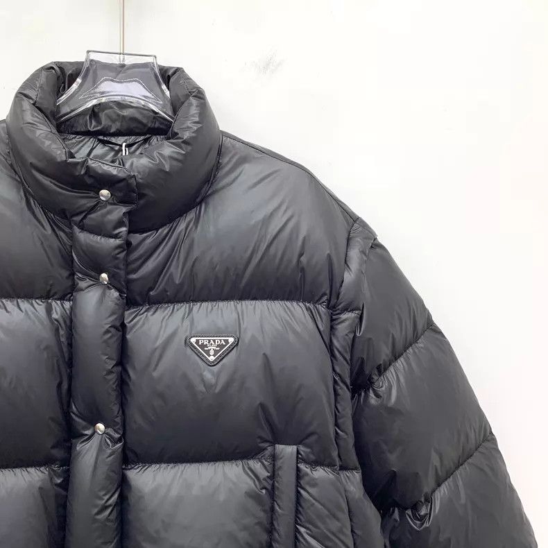 Prada Prada 24 black triangle stand-up collar single-breasted lo Size XS / US 0-2 / IT 36-38 - 3 Thumbnail