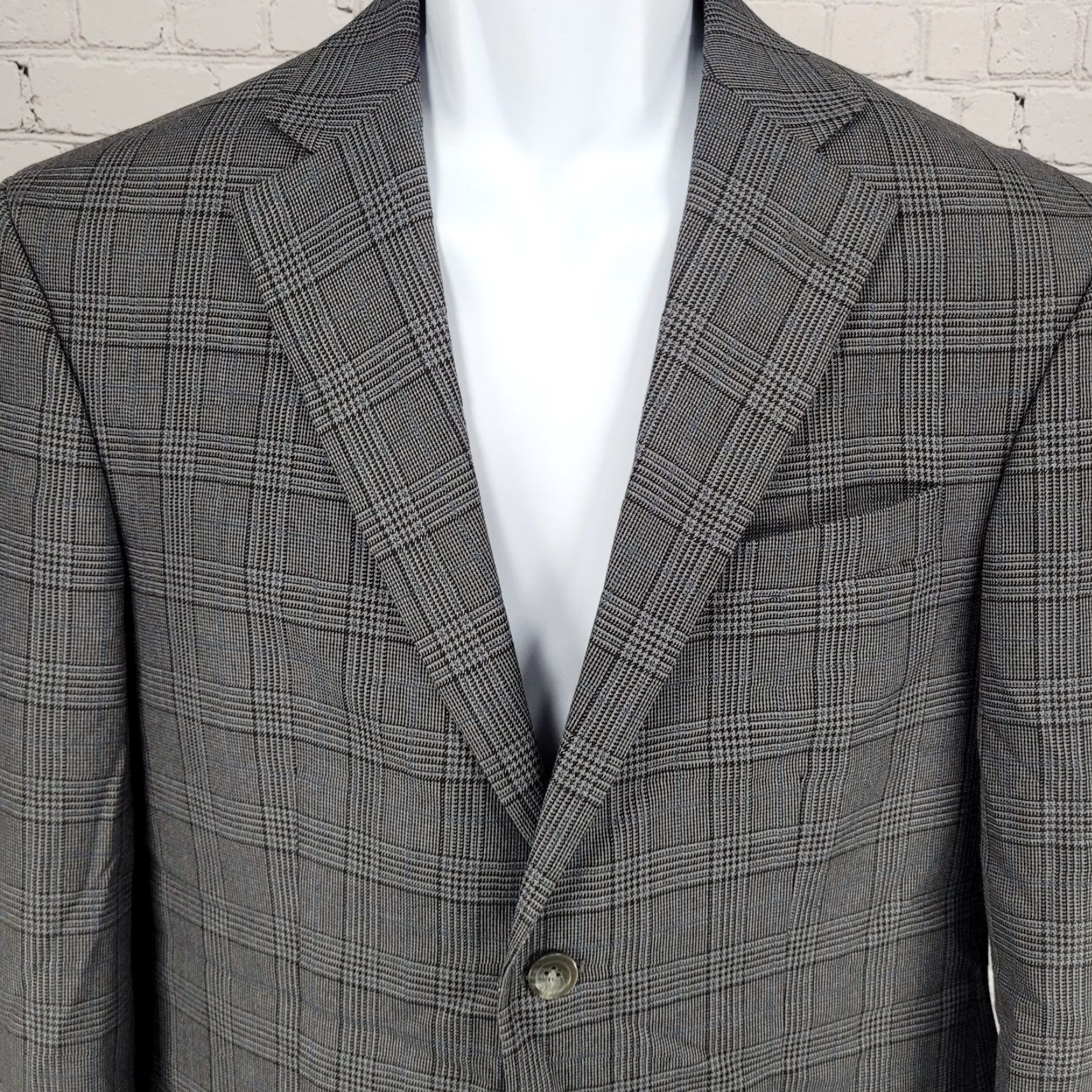 Geoffrey Beene VINTAGE Geoffrey Beene Grey Check Sport Coat Blazer 2 Button Single-Vented Notch Lapel Mens 38S Size 38R - 6 Thumbnail