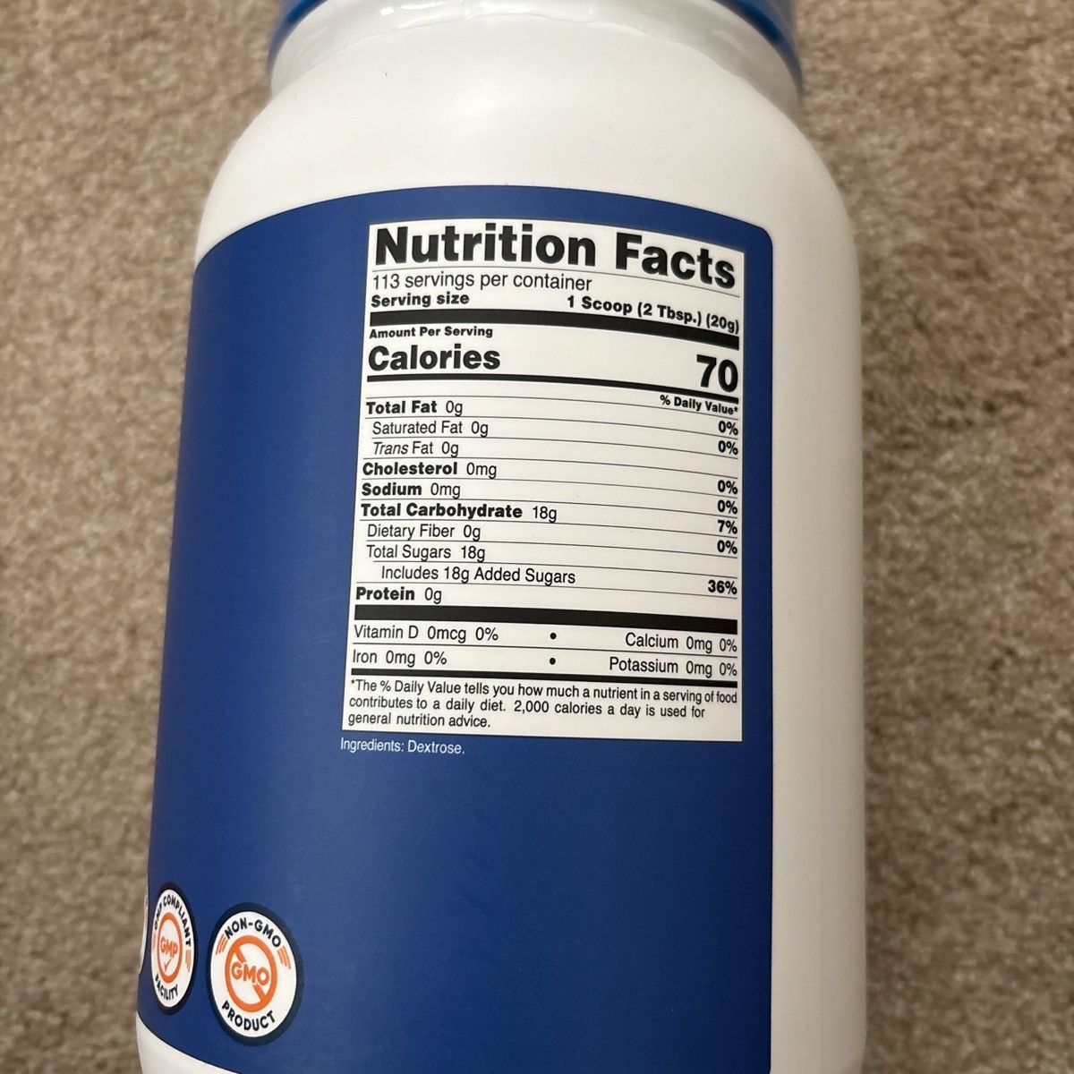 Other Dextrose powder 20g, 113g per scoop, unflavoured Size ONE SIZE - 2 Thumbnail