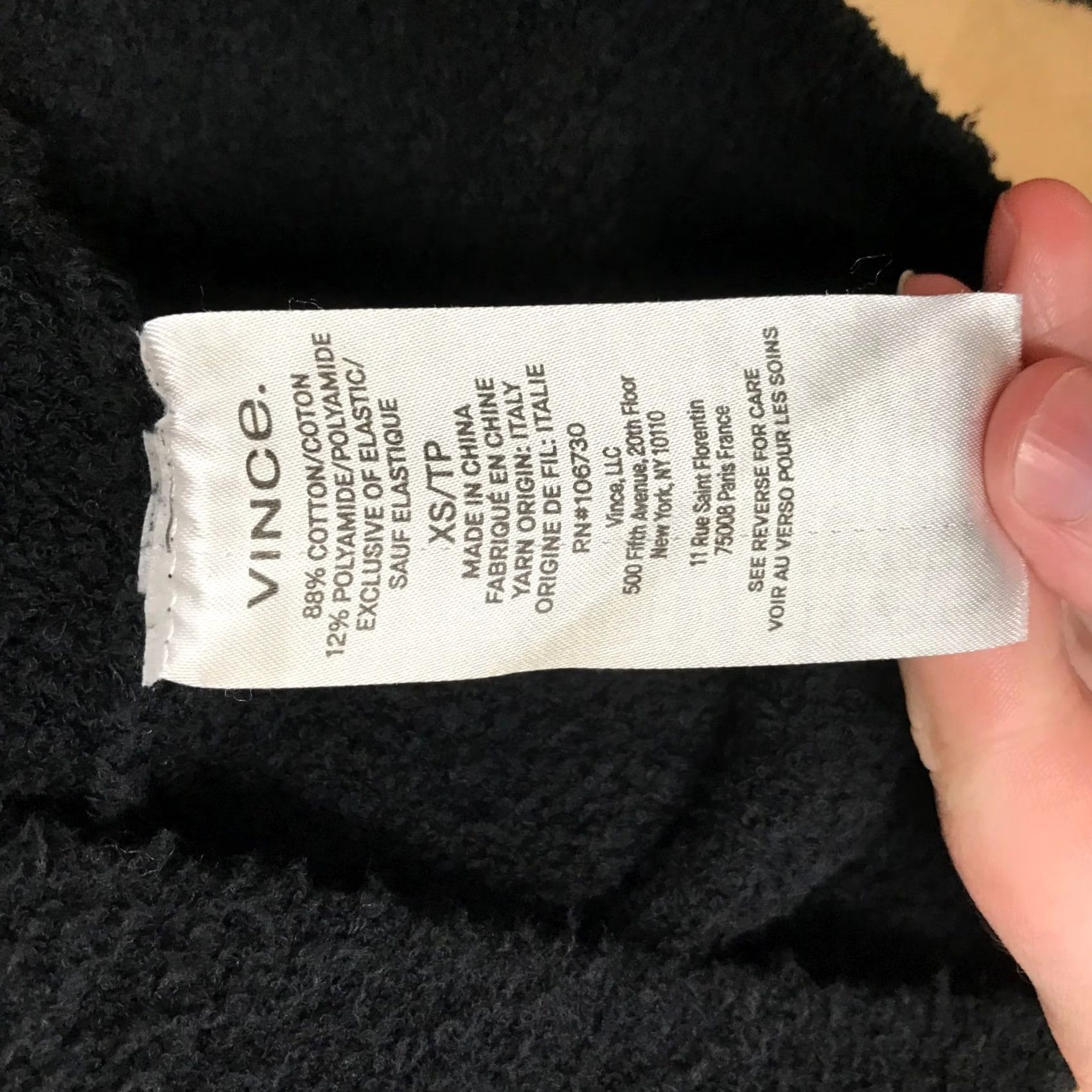 Vince Vince Black Boucle Cotton Blend Crew Neck Sweater XS Women Quiet Luxury Classic Size XS / US 0-2 / IT 36-38 - 8 Thumbnail