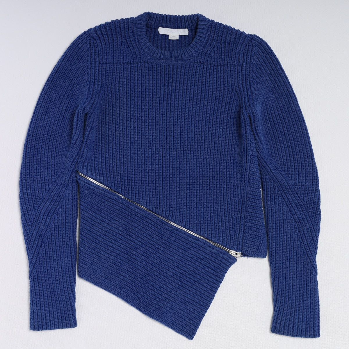 Alexander Wang Zip Knit Sweater Blue Zipper Crop