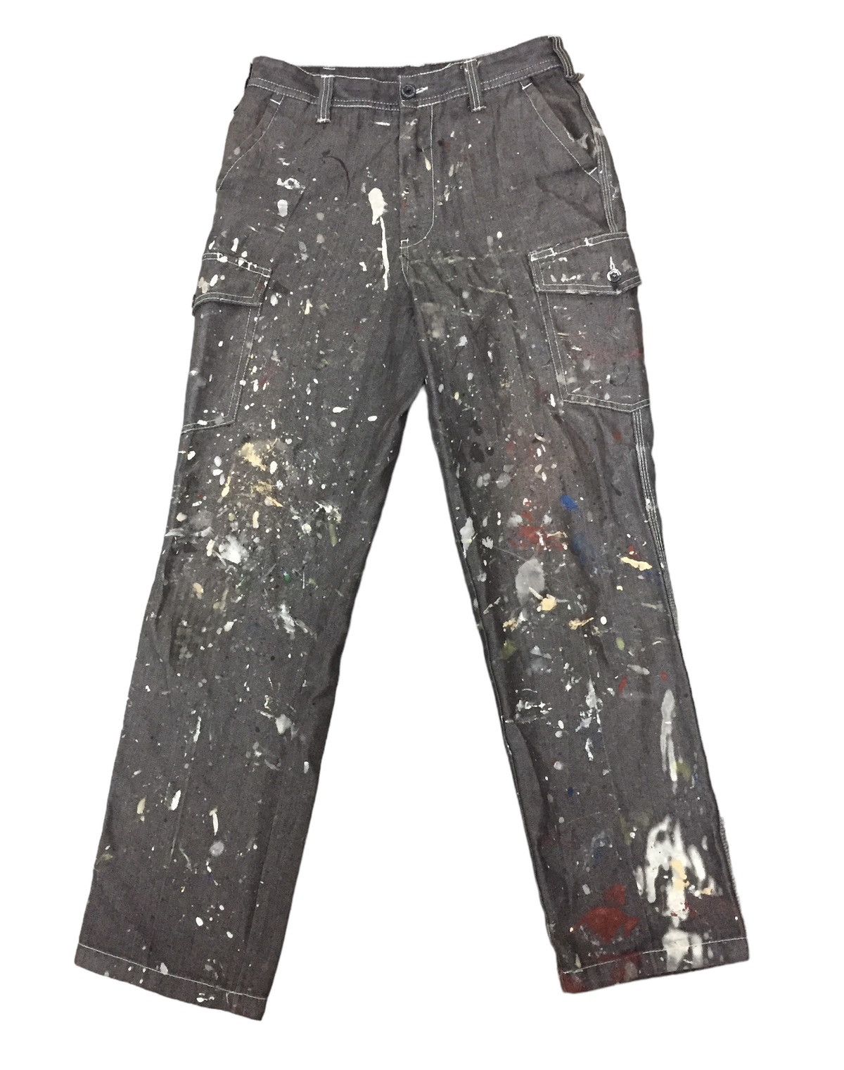 Hysteric Glamour 🔥Rare🔥Herringbone multipocket painted art cargo pant Size US 29 - 1 Thumbnail