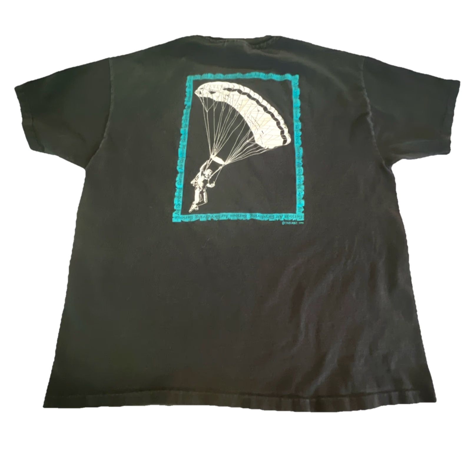 Hanes VINTAGE Sky Dive T Shirt Men’s XL Black Single Stitch Double Sided 1990s Men Size US XL / EU 56 / 4 - 6 Thumbnail