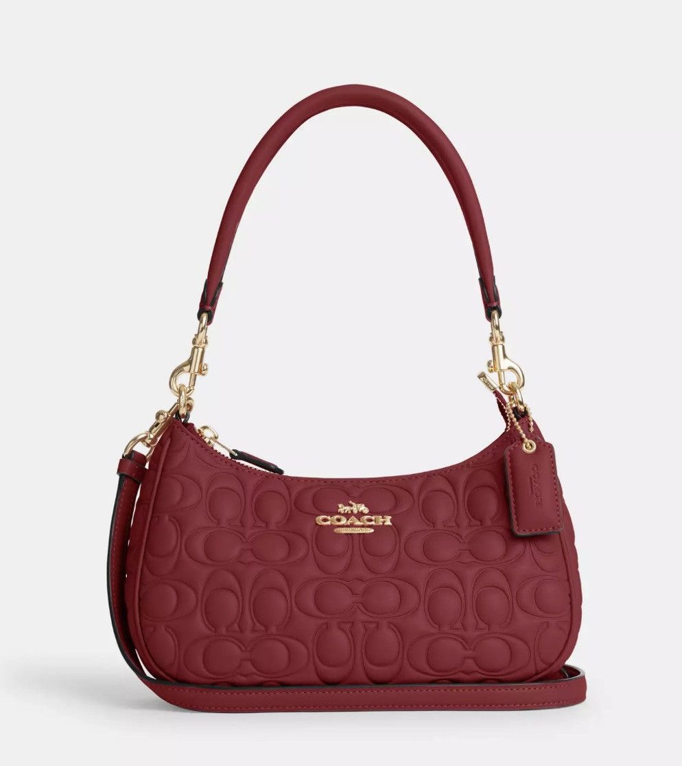 Coach Coach Teri Shoulder Bag In Signature Leather Cherry CM054 | Grailed