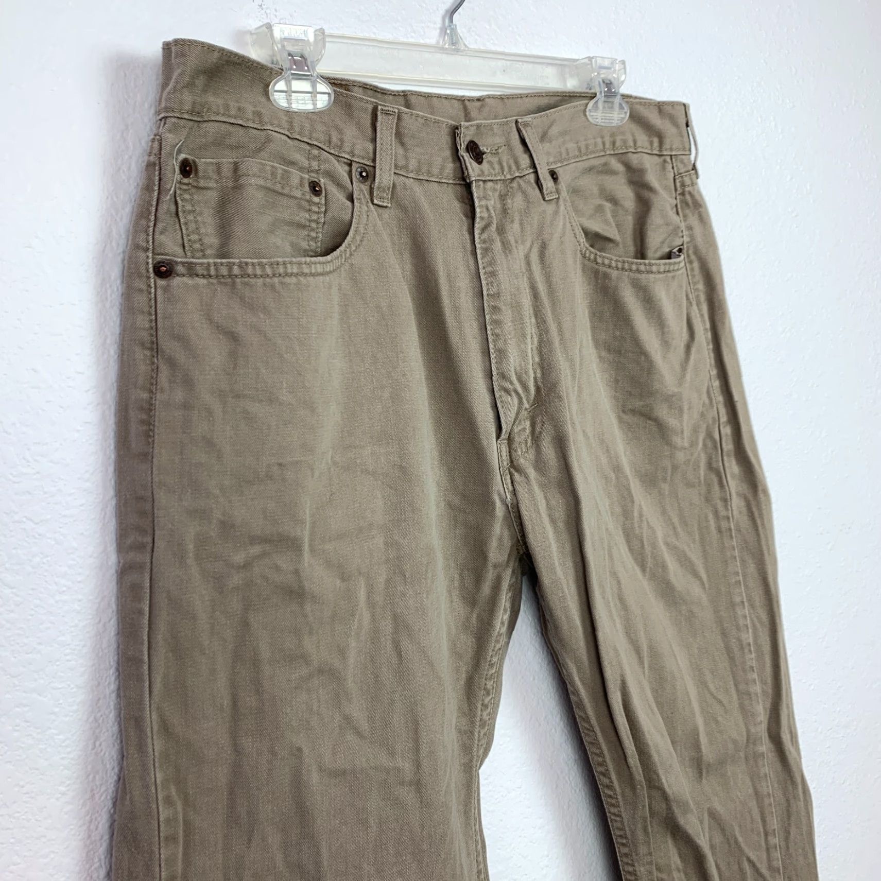 Vintage Levi Strauss & Co. Levi's 505 Jeans Pants Khaki Mens 34x32 Regular Cotton Flat Front Classic Fit 30.5 Inseam Images Size US 34 / EU 50 - 4 Thumbnail