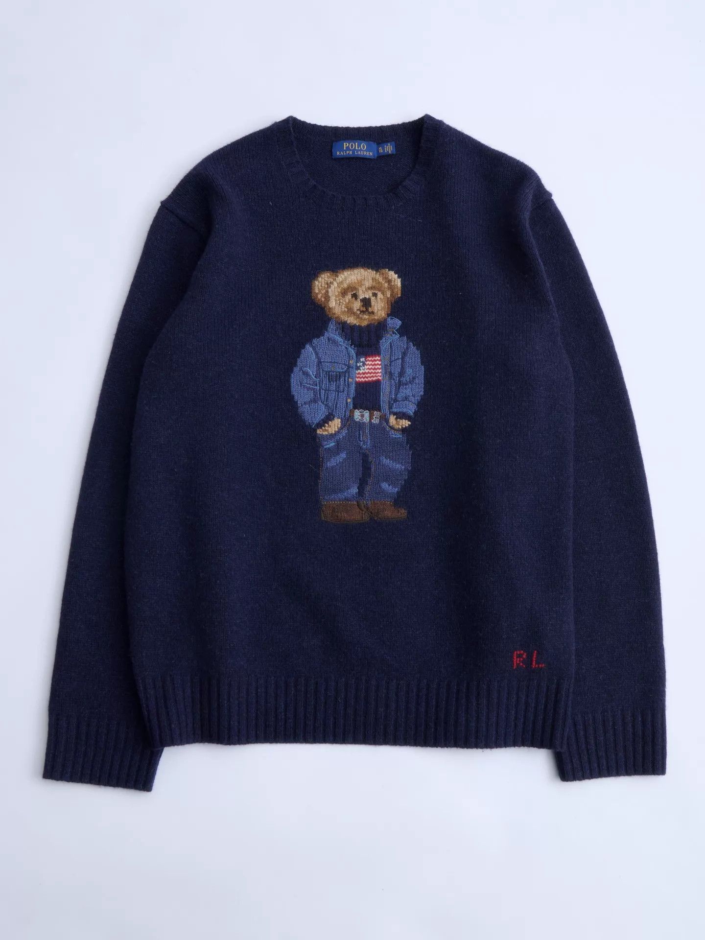 Polo Ralph Lauren POLO RALPH LAUREN Navy Polo Bear Wool Sweater XL Size US XL / EU 56 / 4 - 6 Thumbnail