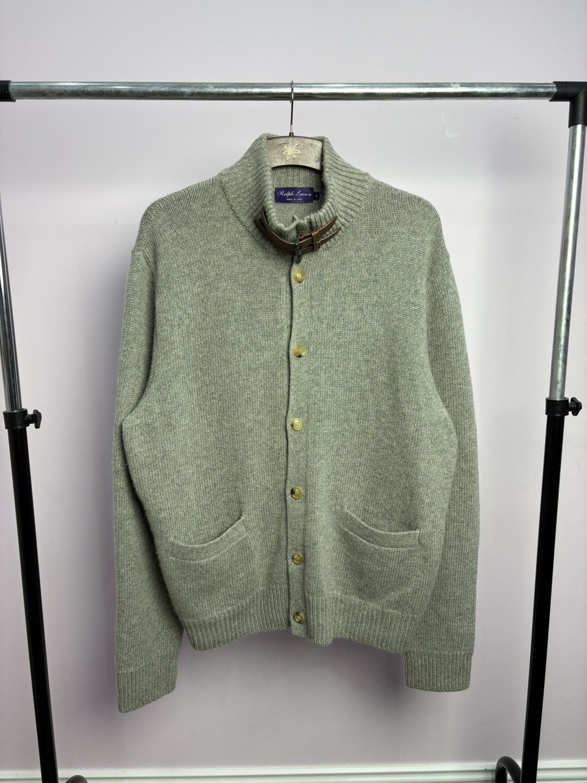 Ralph Lauren Purple Label Ralph Lauren Purple Label Cashmere Leather Cardigan Sweater Size US XL / EU 56 / 4 - 1 Thumbnail