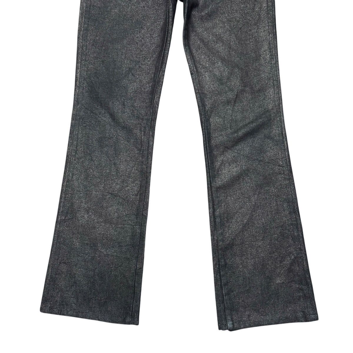 Japanese Brand PARANOID Black Waxed Shining Denim Flare Jeans Size US 28 / EU 44 - 6 Thumbnail
