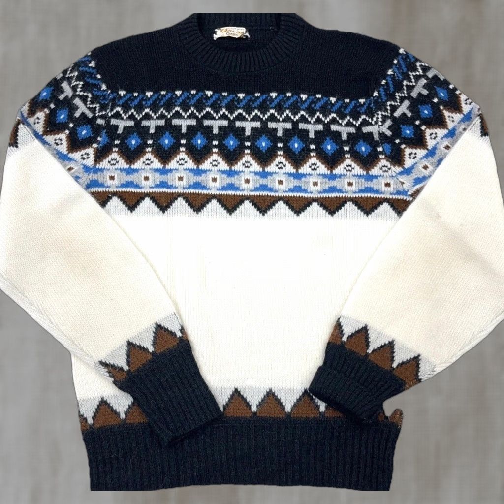 Vintage VINTAGE Orlon Sweater Women Small 70s 80s Nordic Fair Isle Grandma Black White Size L / US 10 / IT 46 - 1 Thumbnail
