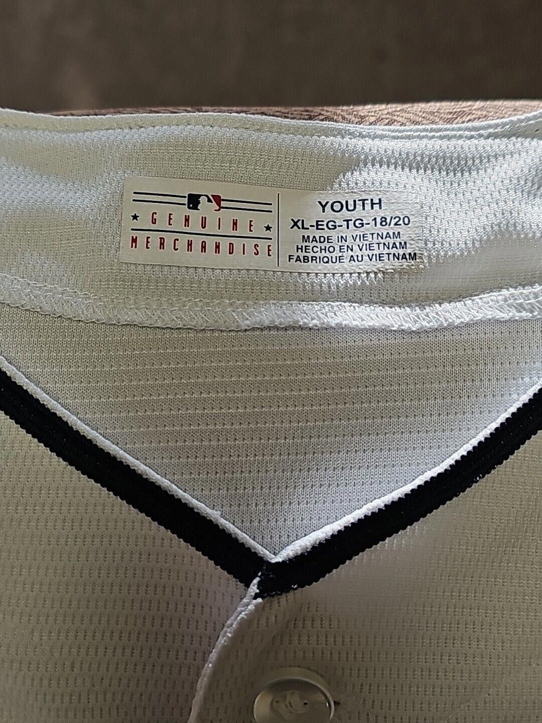 Majestic Indians Majestic Jersey Youth Size XL White Lindor #12 Size ONE SIZE - 3 Thumbnail