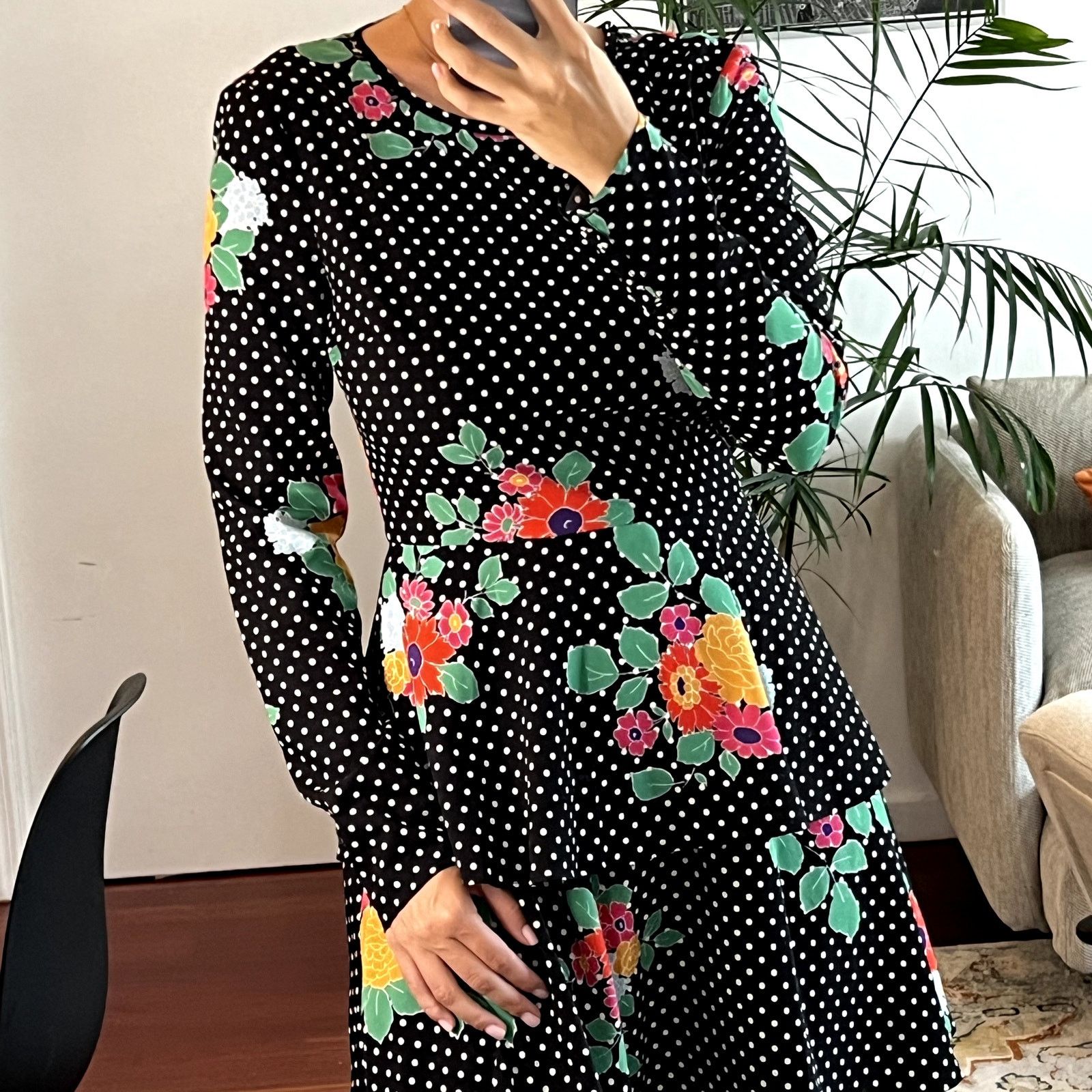Amur AMUR Dalilah Tier mini Dress in Black White Polka Dot Size XS / US 0-2 / IT 36-38 - 2 Thumbnail