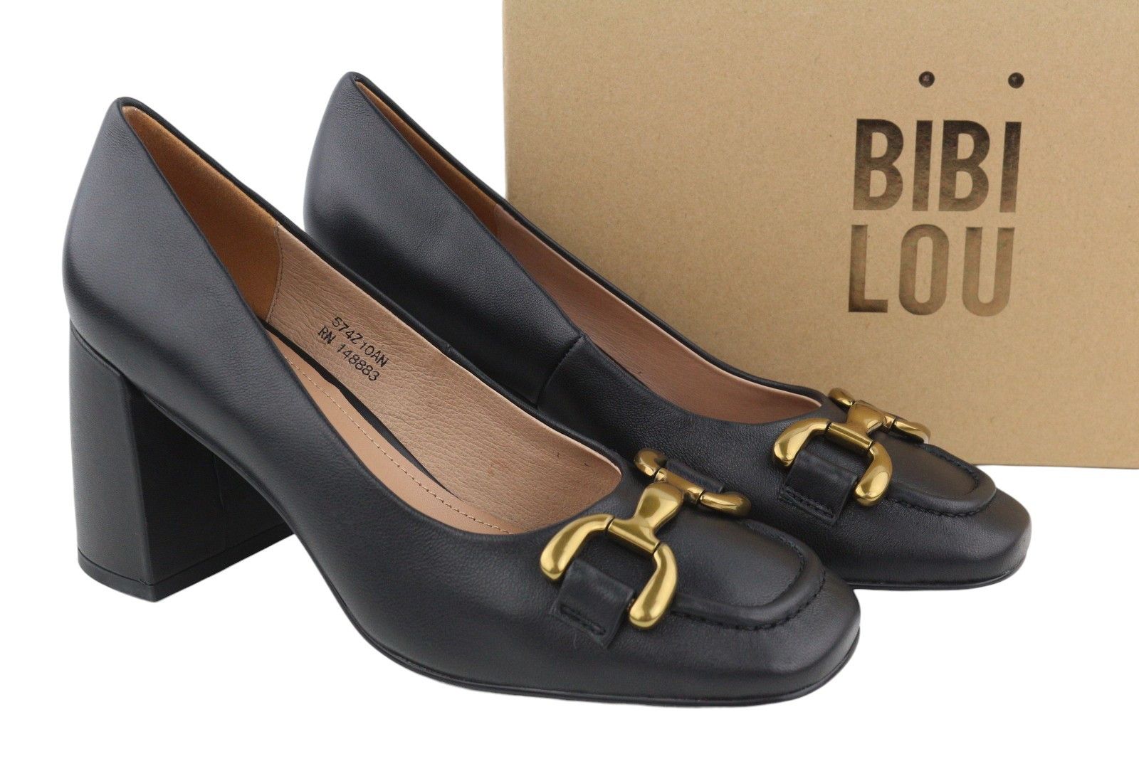 Other BIBI LOU DENNIS EU39 Black Leather Square Gold Tone 87565 Size US 8 / IT 38 - 1 Thumbnail
