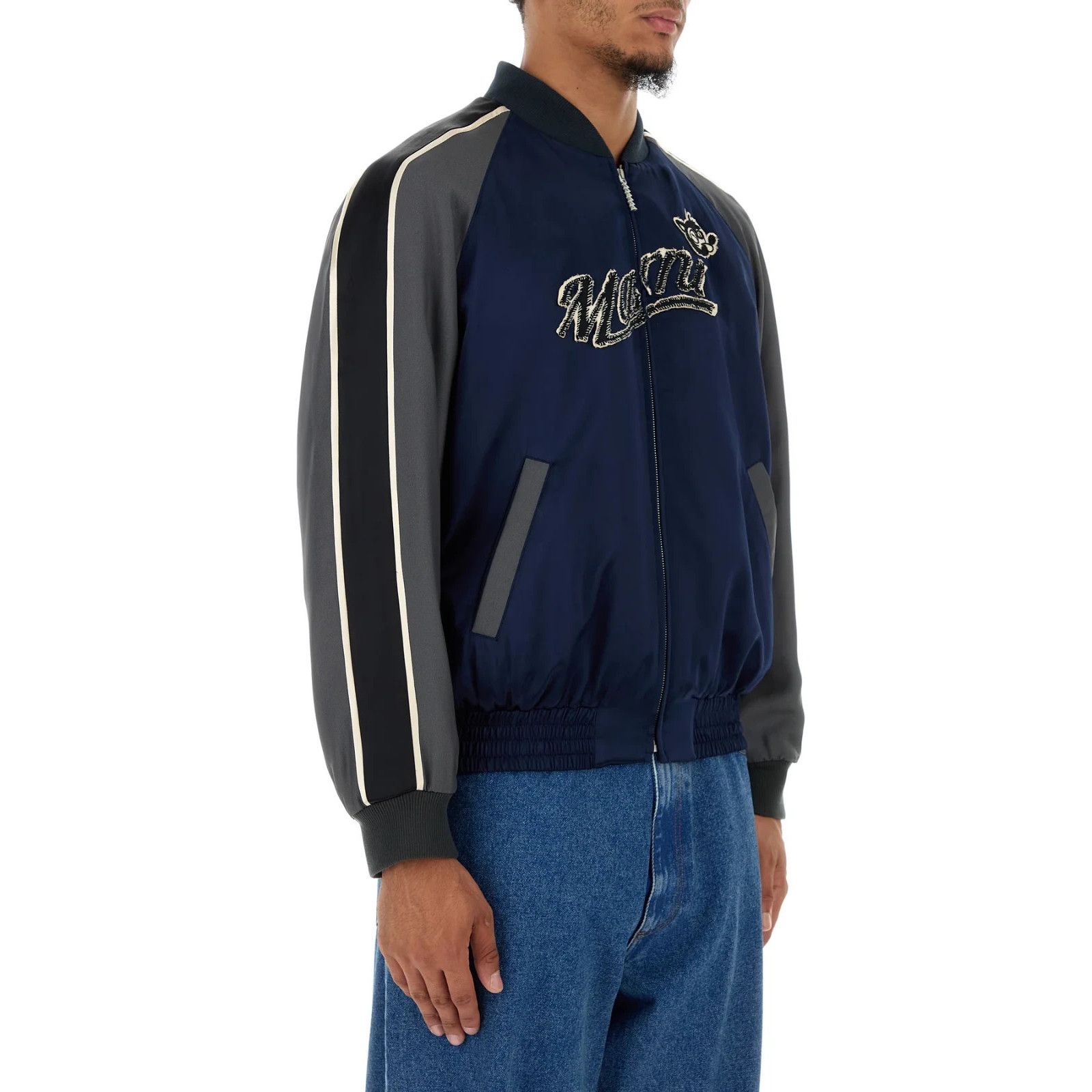 Marni MARNI Navy Blue Satin Bomber Jacket New & Authentic (Men's s Size US M / EU 48-50 / 2 - 3 Thumbnail