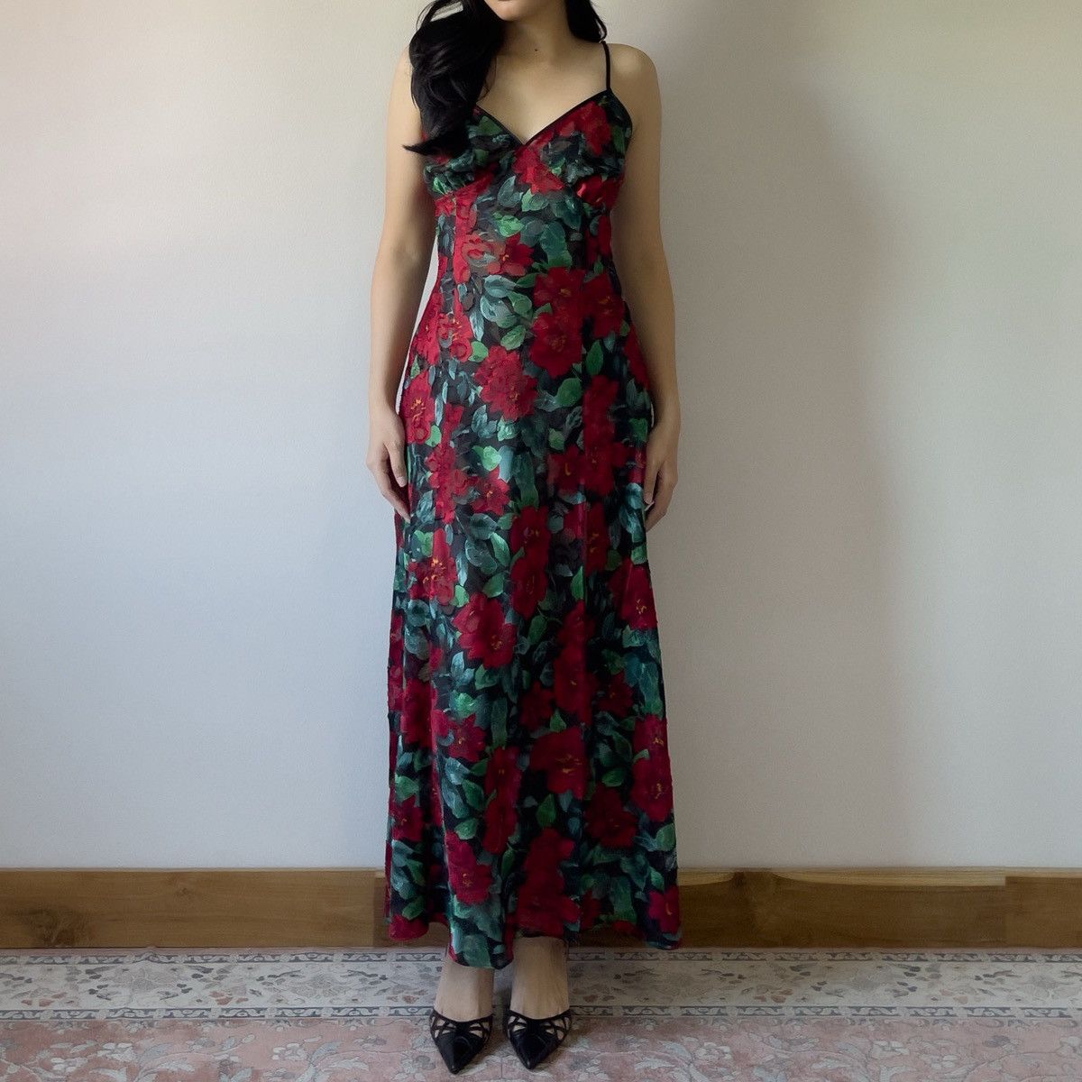 Victoria's Secret Victoria’s Secret 1990s Floral Burnout Maxi Slip Dress (L) Size L / US 10 / IT 46 - 5 Thumbnail