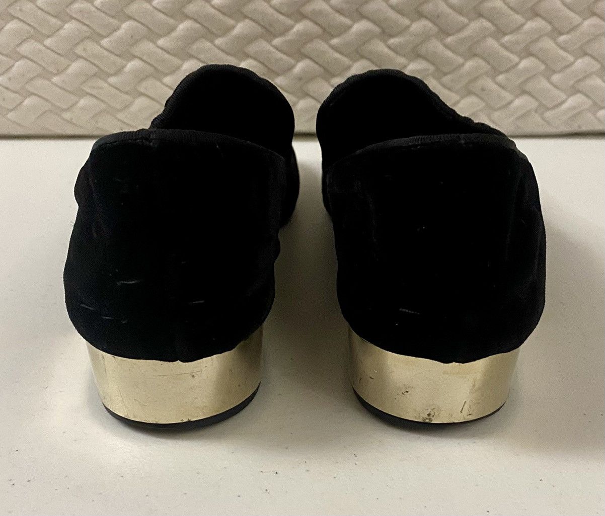 Giambattista Valli Giambattista Valli Black Velvet, Silk Mirrored Heel Loafer Size US 10 / IT 40 - 9 Thumbnail