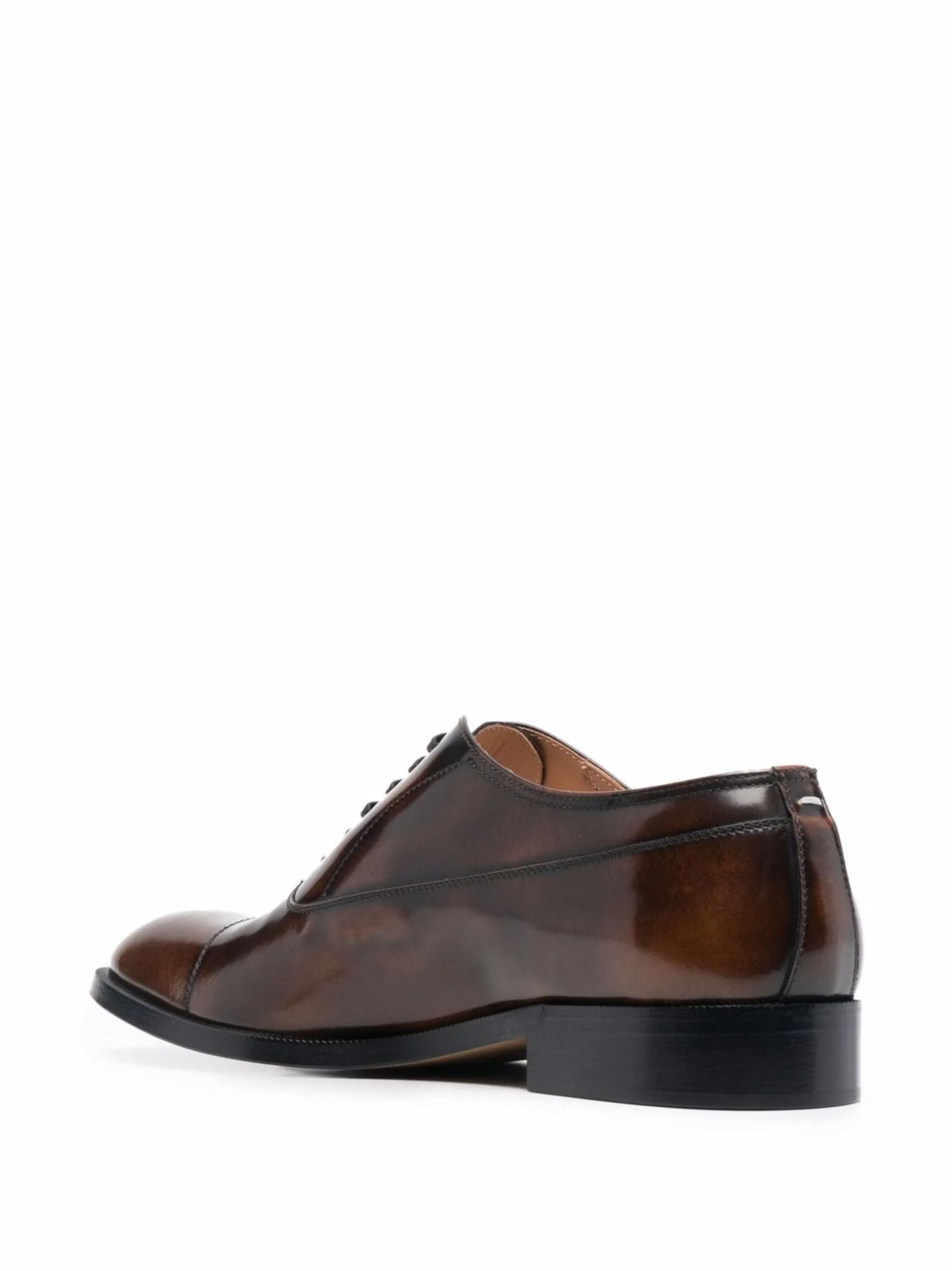 Maison Margiela o1w1db10425 Waxed Leather Oxford Shoes in Burgundy/Black Wax Size US 13 / EU 46 - 3 Thumbnail