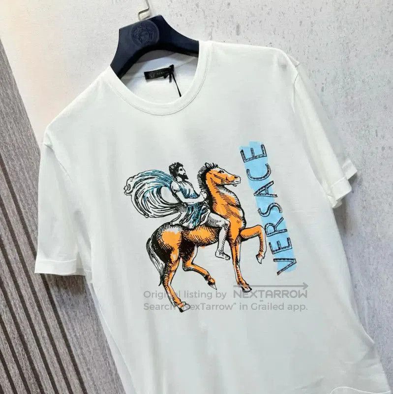 Versace Versace Men's Summer White Cotton Graphic T-Shirt . Size US XL / EU 56 / 4 - 8 Thumbnail